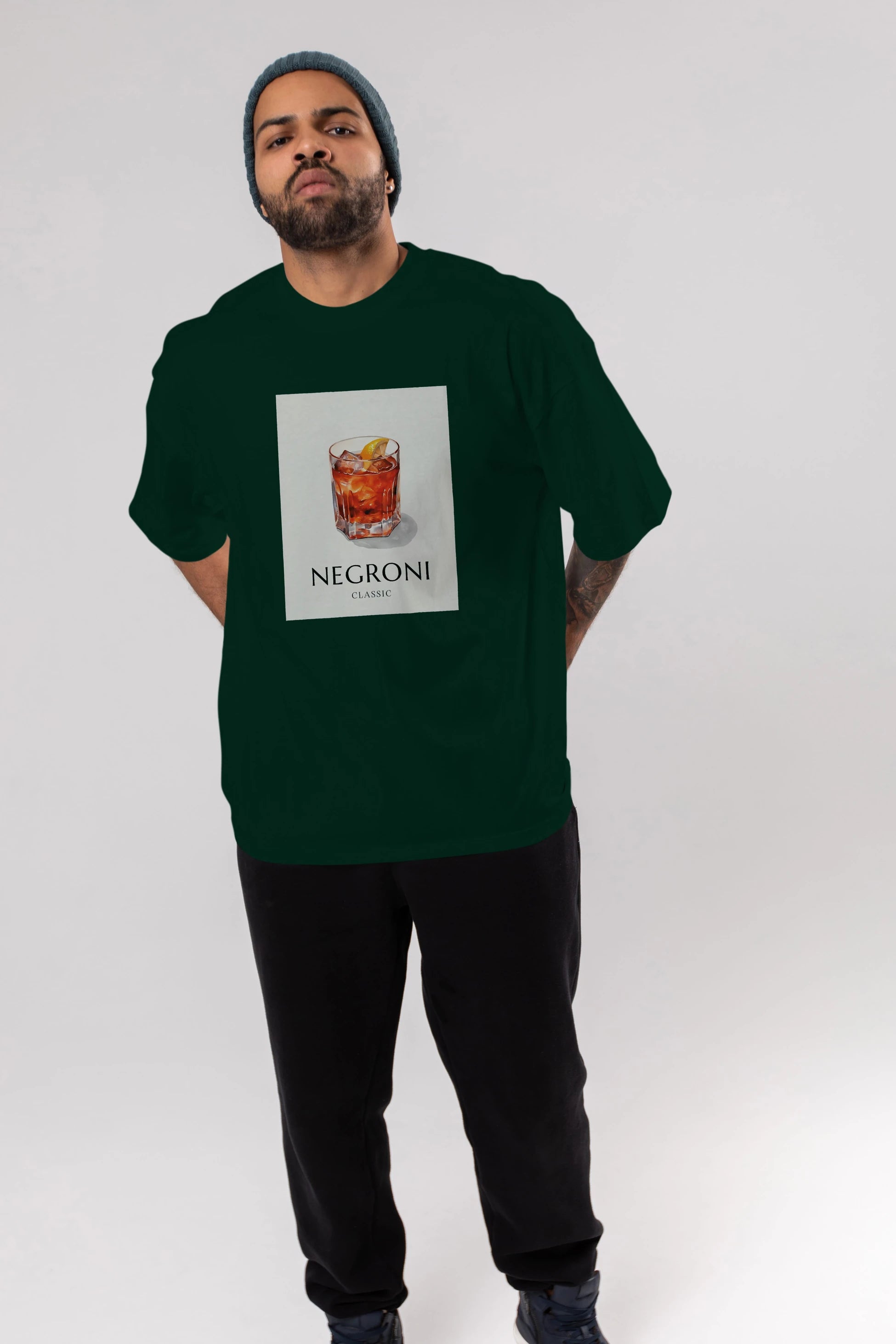 Negroni Classic Ön Baskılı Oversize t-shirt Erkek Kadın Unisex %100 Pamuk Bisiklet Yaka tişort