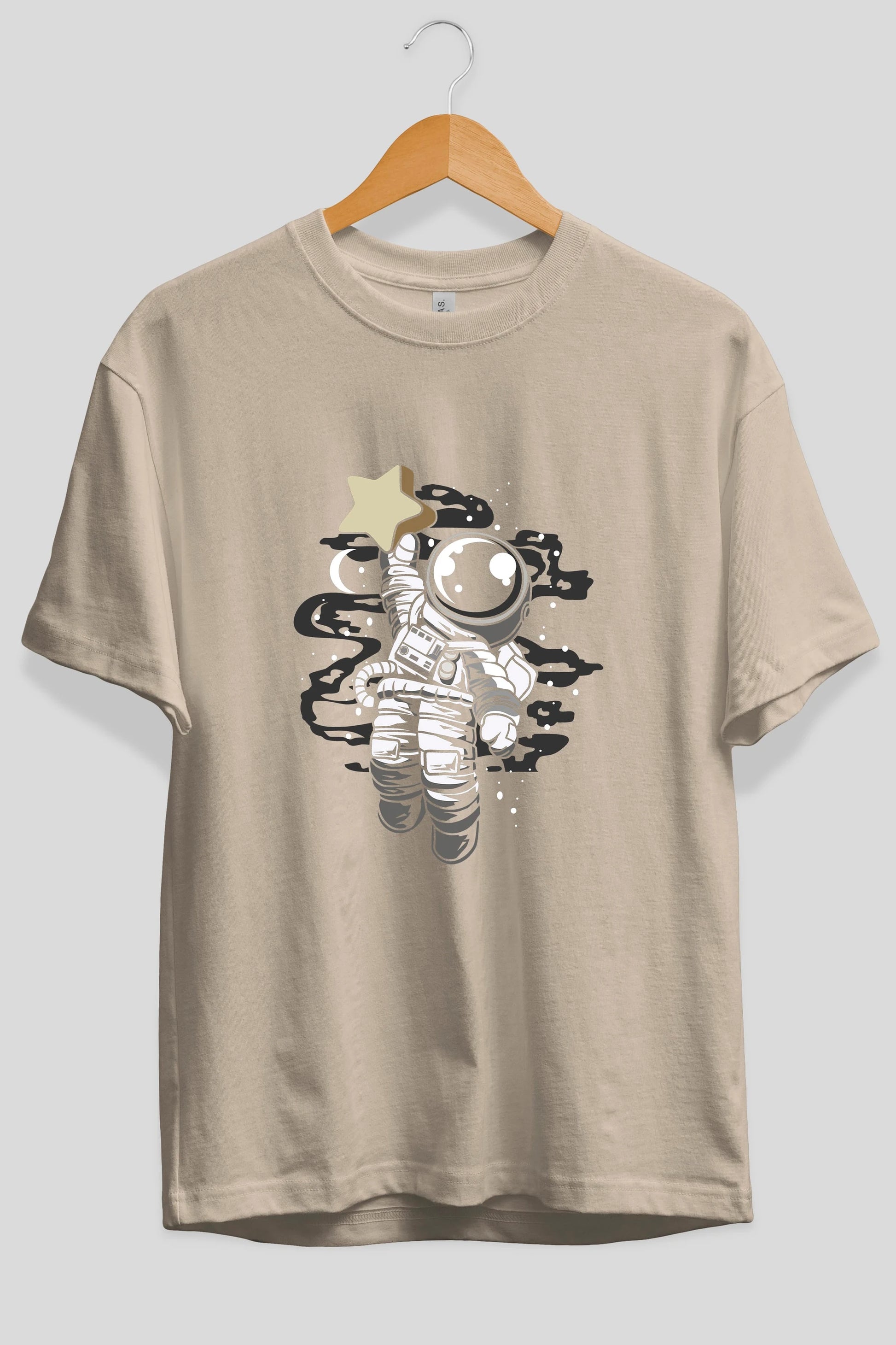 Astronaut Reach The Star Ön Baskılı Oversize t-shirt Erkek Kadın Unisex