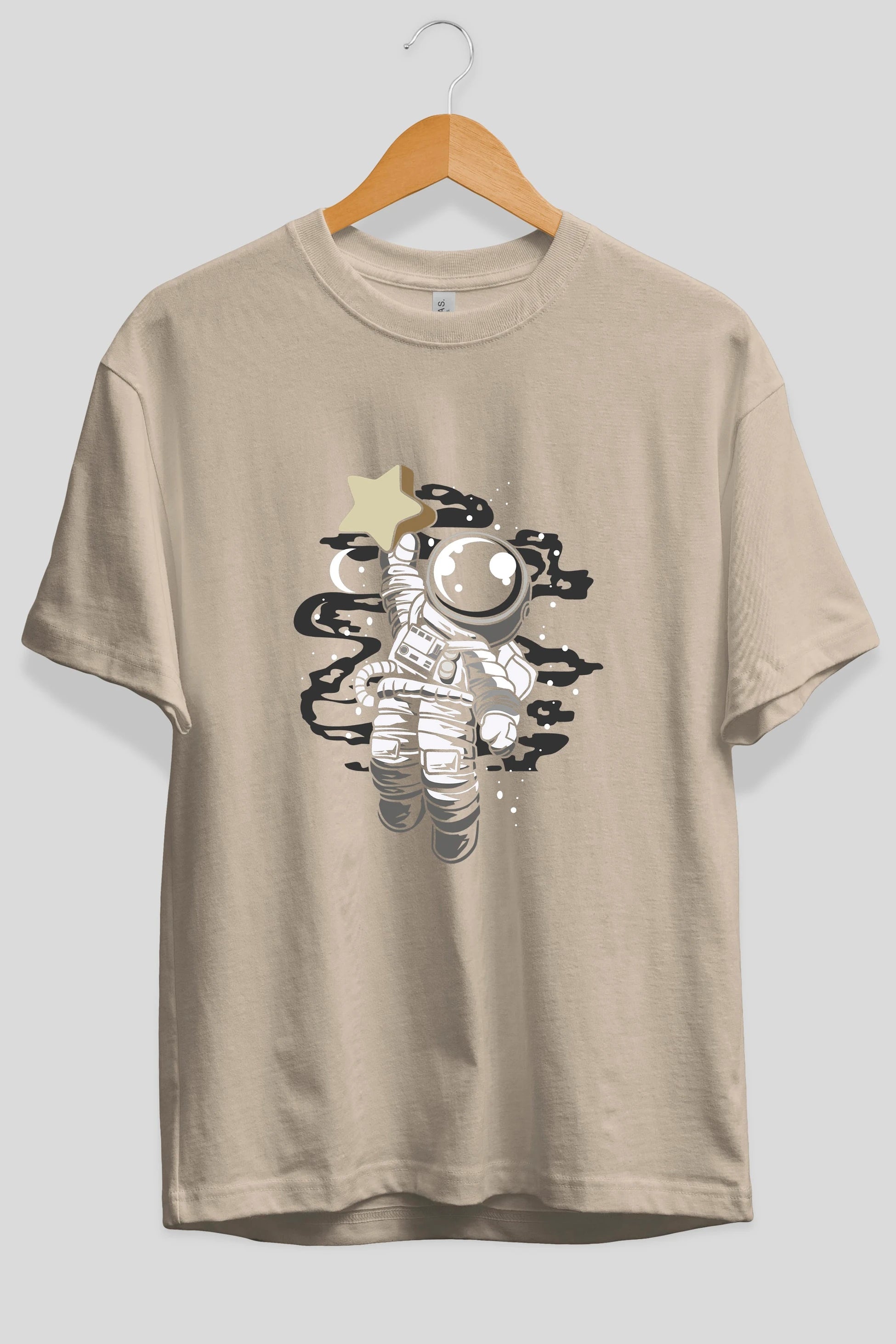Astronaut Reach The Star Ön Baskılı Oversize t-shirt Erkek Kadın Unisex