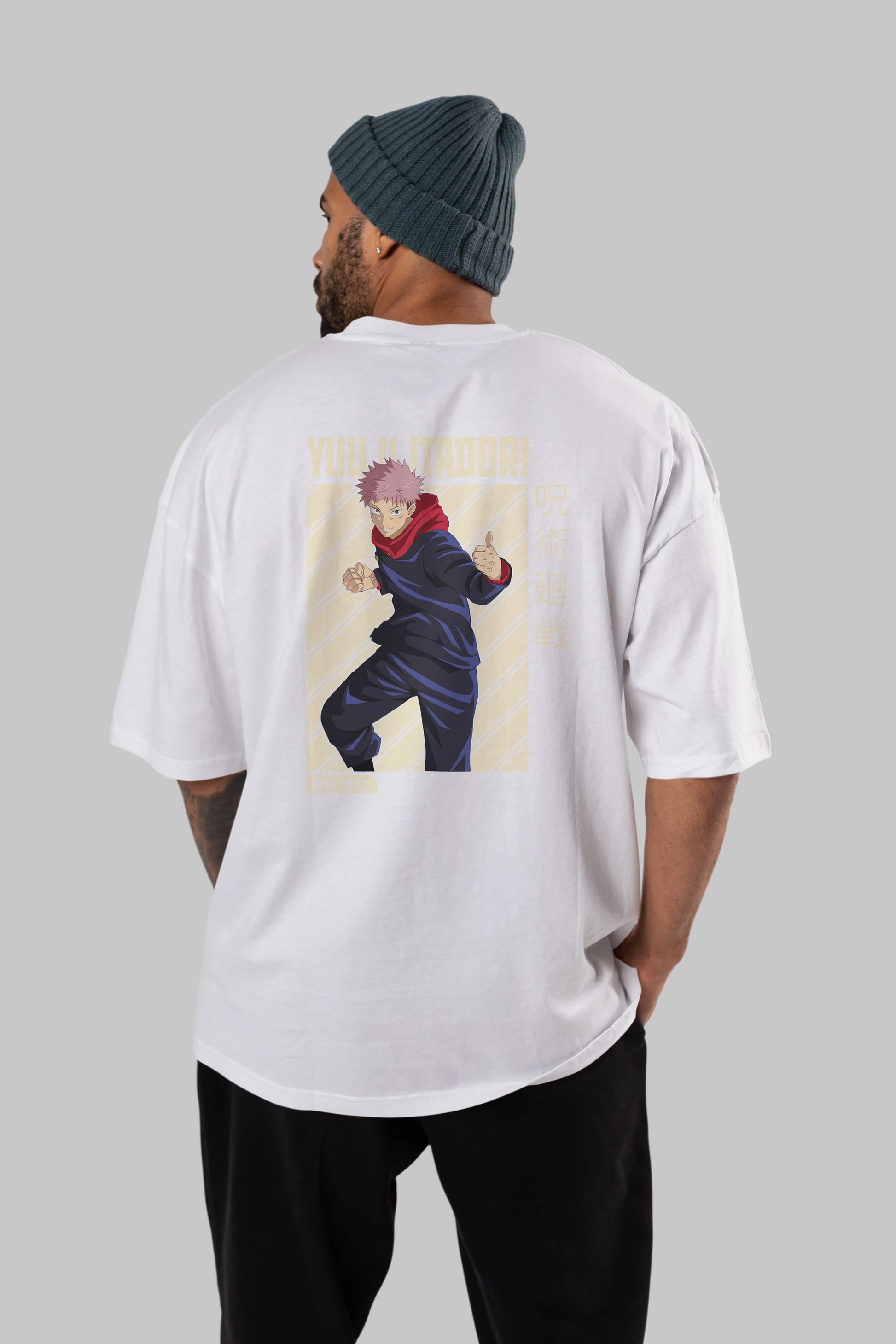 Yuuji Itadori 1 Anime Arka Baskılı Oversize t-shirt Erkek Kadın Unisex