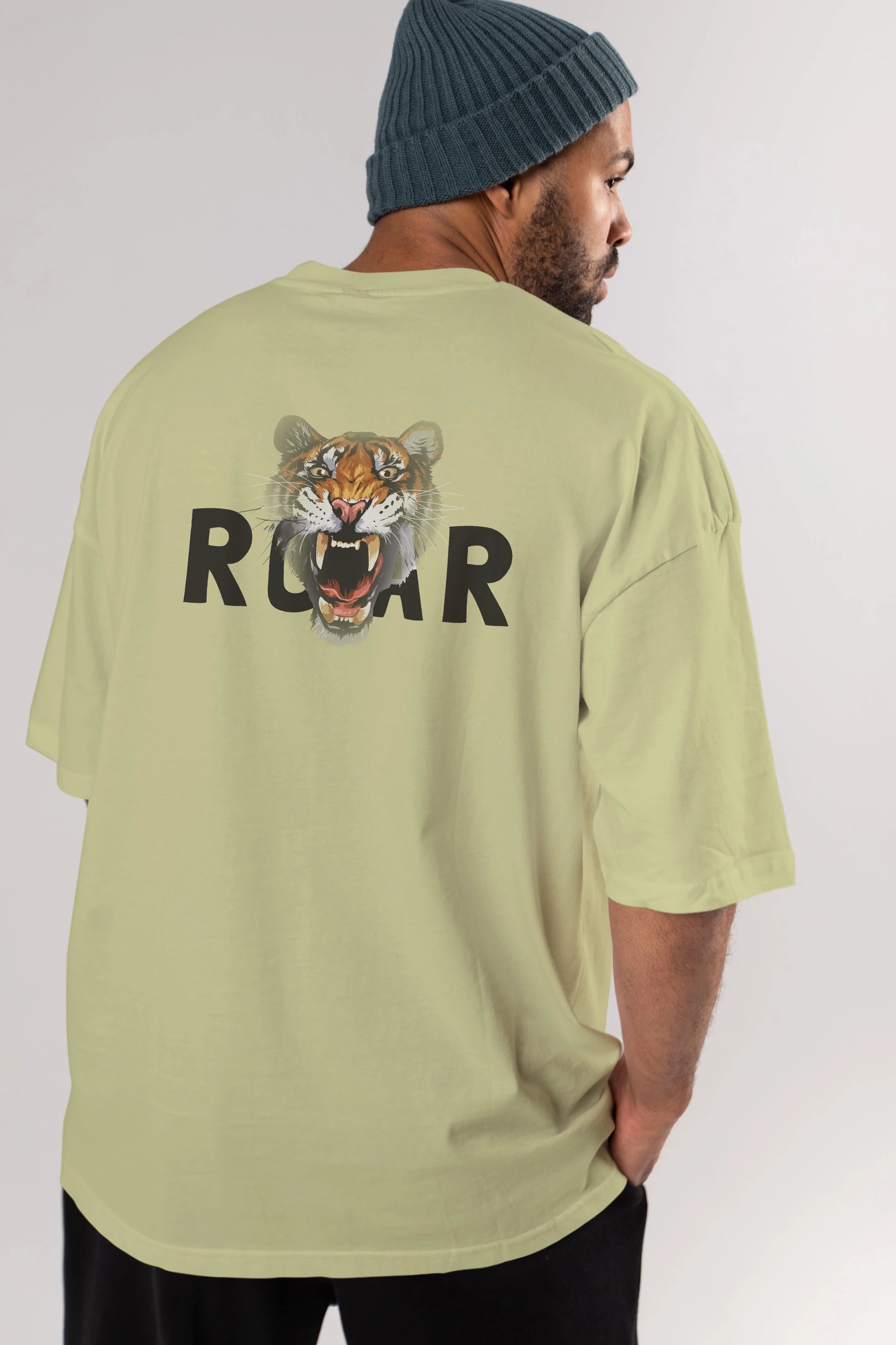 Teddy Bear Roar Arka Baskılı Oversize t-shirt Erkek Kadın Unisex %100 Pamuk