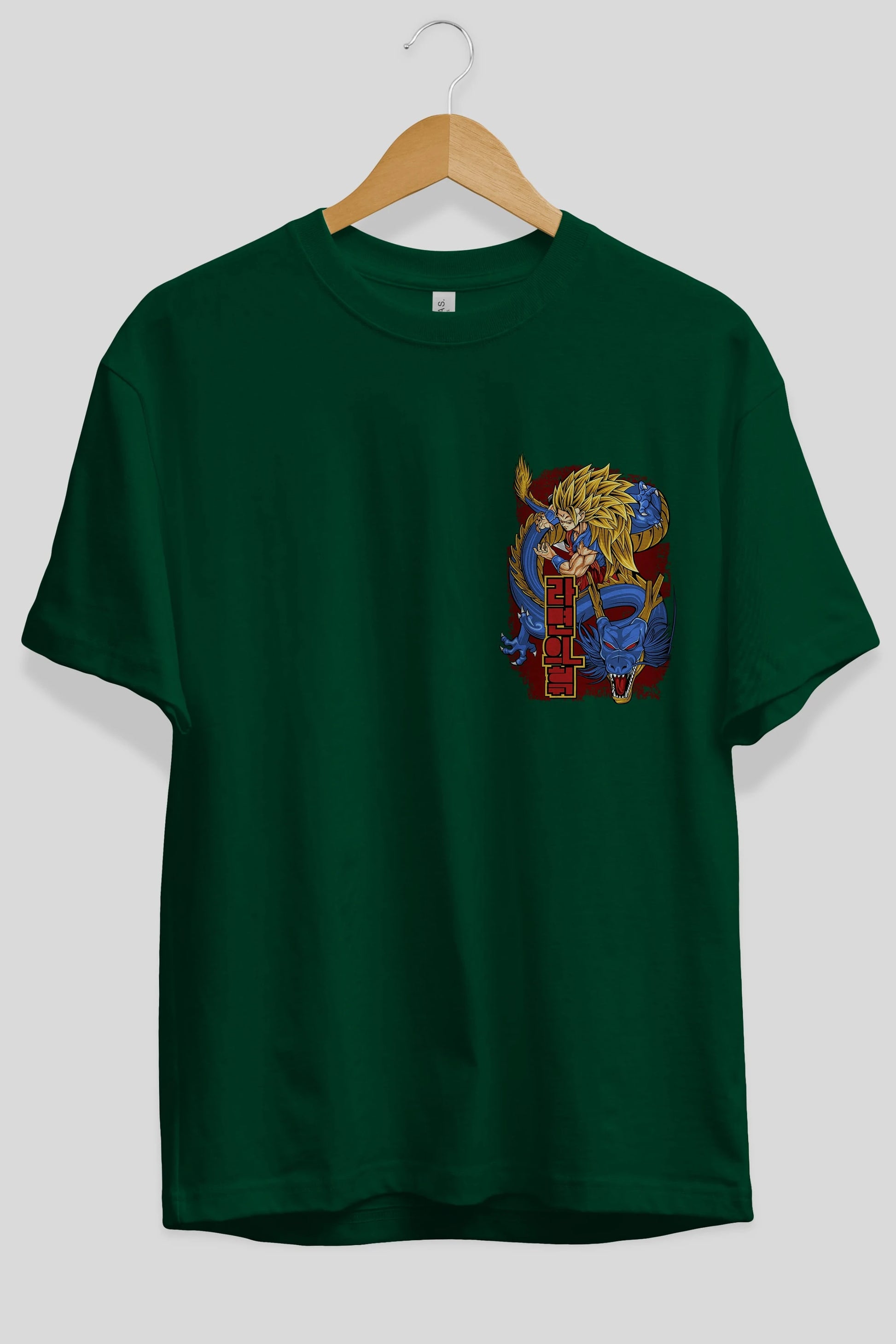 DRAGON BALL Z Ön Sol Baskılı Oversize t-shirt Erkek Kadın Unisex %100 Pamuk Bisiklet Yaka tişort