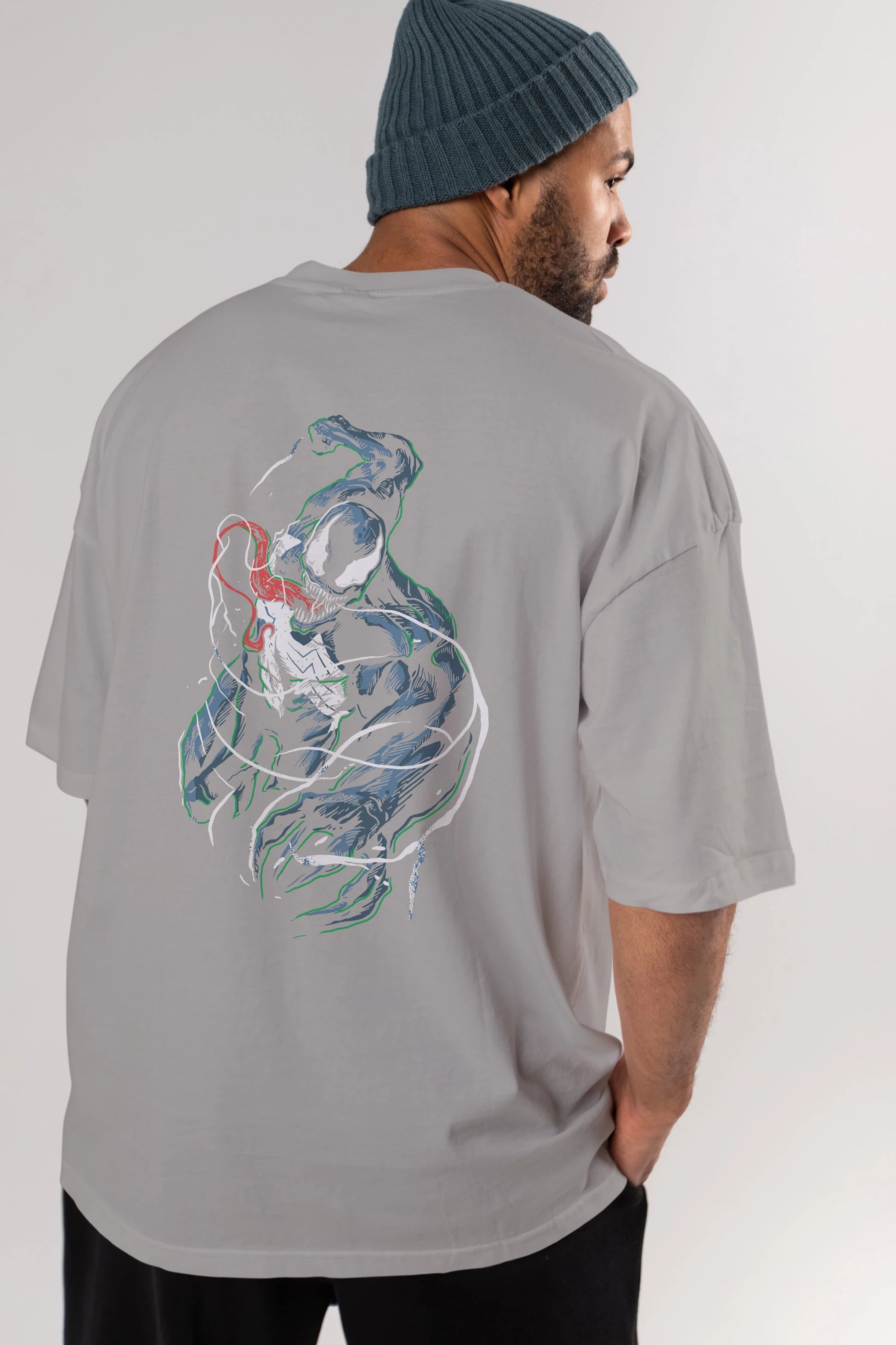 Venom (5) Arka Baskılı Oversize t-shirt Erkek Kadın Unisex %100 Pamuk Bisiklet Yaka tişort
