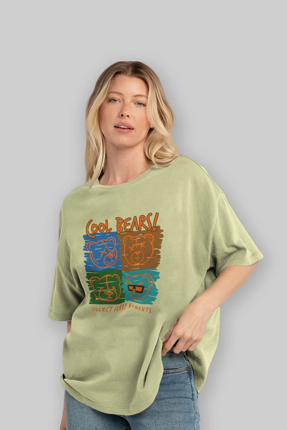 Cool Bears Ön Baskılı Oversize t-shirt Erkek Kadın Unisex