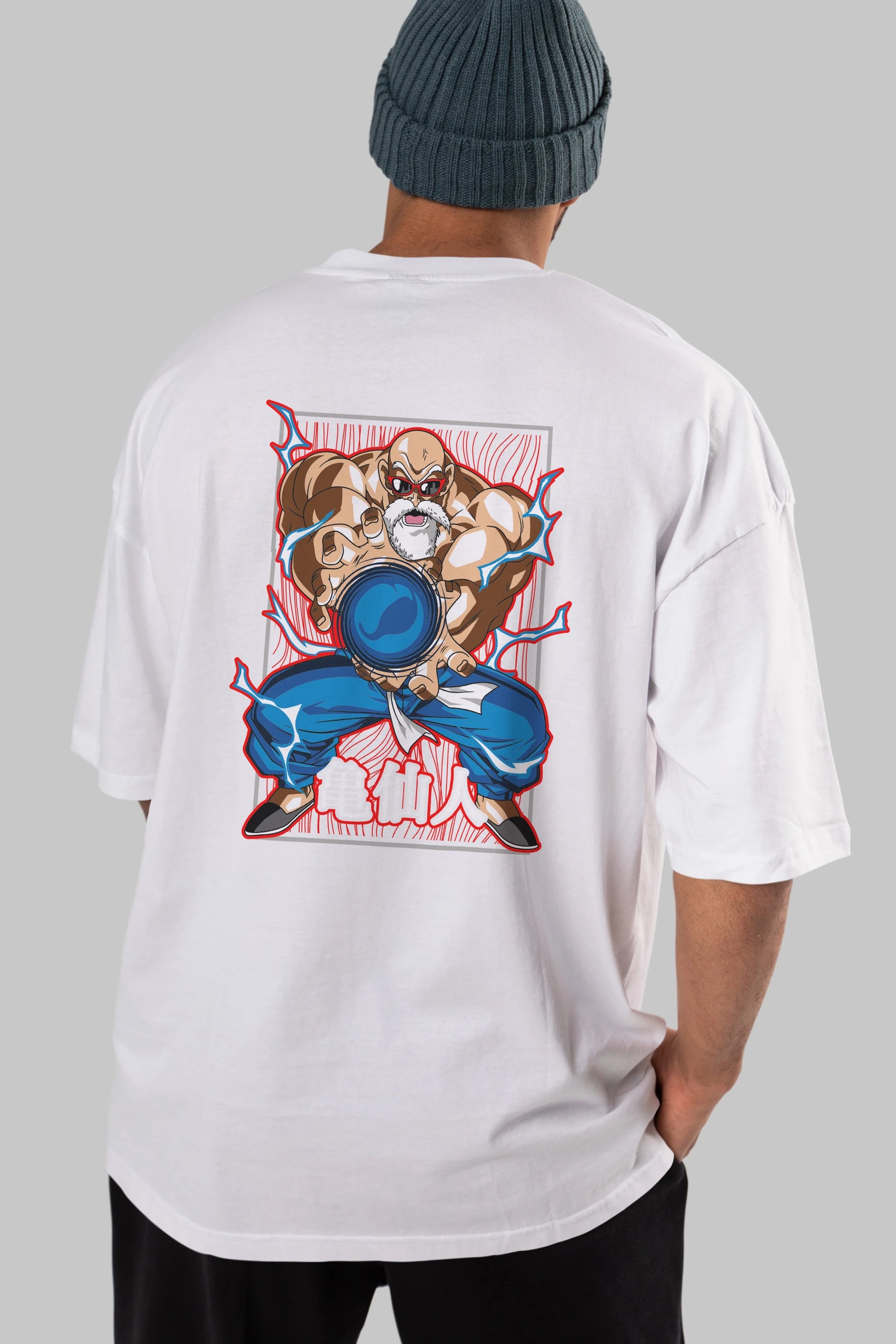 DragonBall MaestroRoshi Anime Arka Baskılı Oversize t-shirt Erkek Kadın Unisex