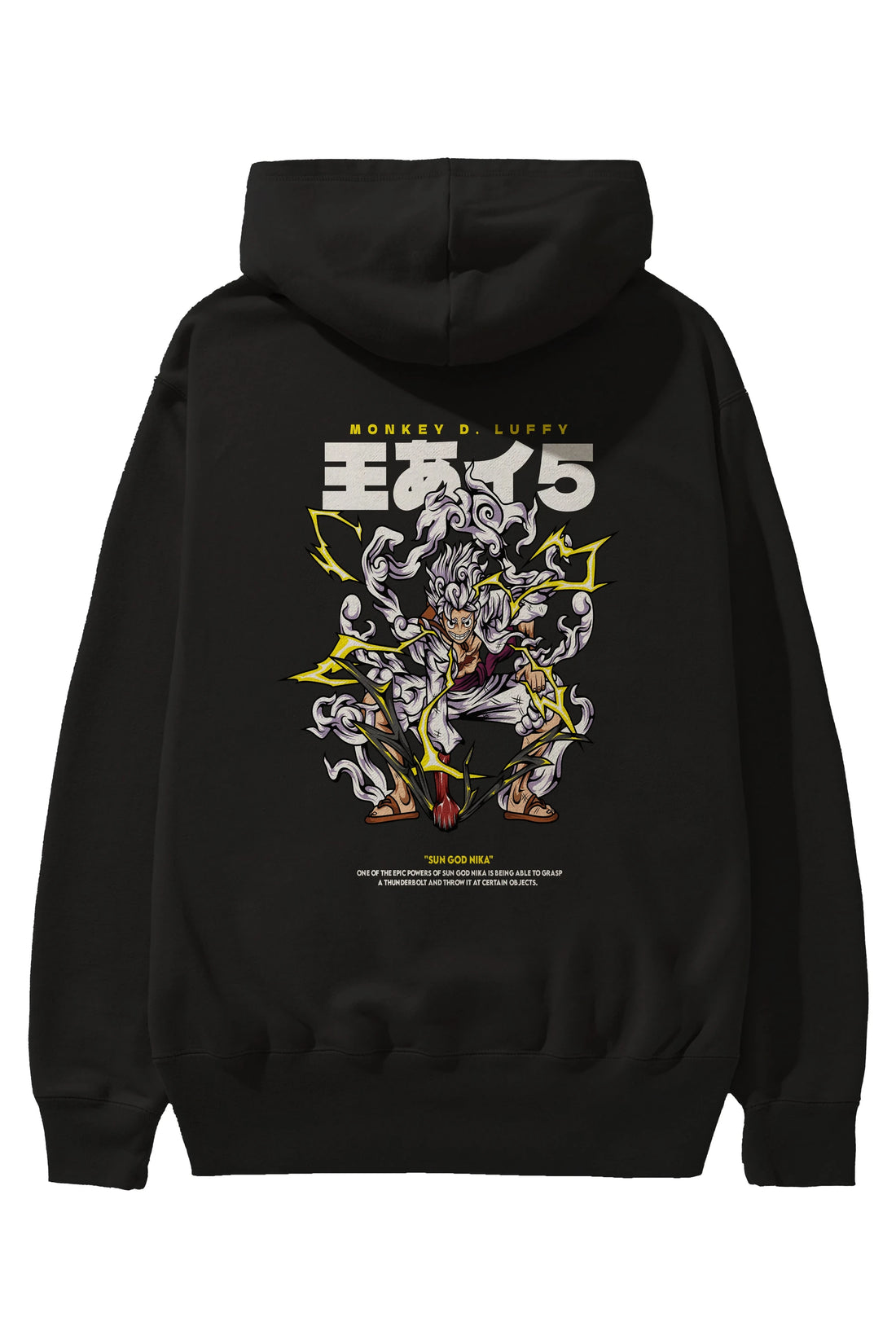 Monkey D. Luffy GEAR5 1 Anime Arka Baskılı Hoodie Oversize Kapüşonlu Sweatshirt Erkek Kadın Unisex