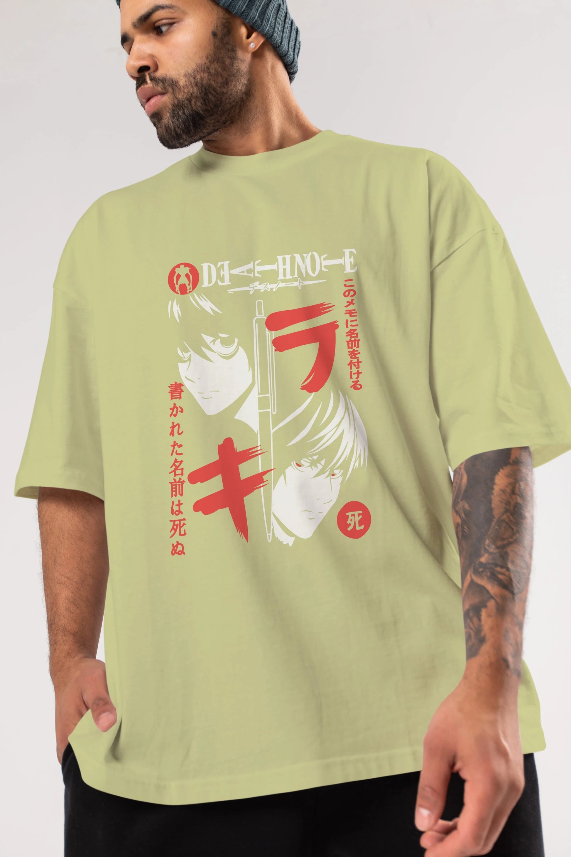 DEATHNOTE L vs KIRA Anime Ön Baskılı Oversize t-shirt %100 pamuk Erkek Kadın Unisex