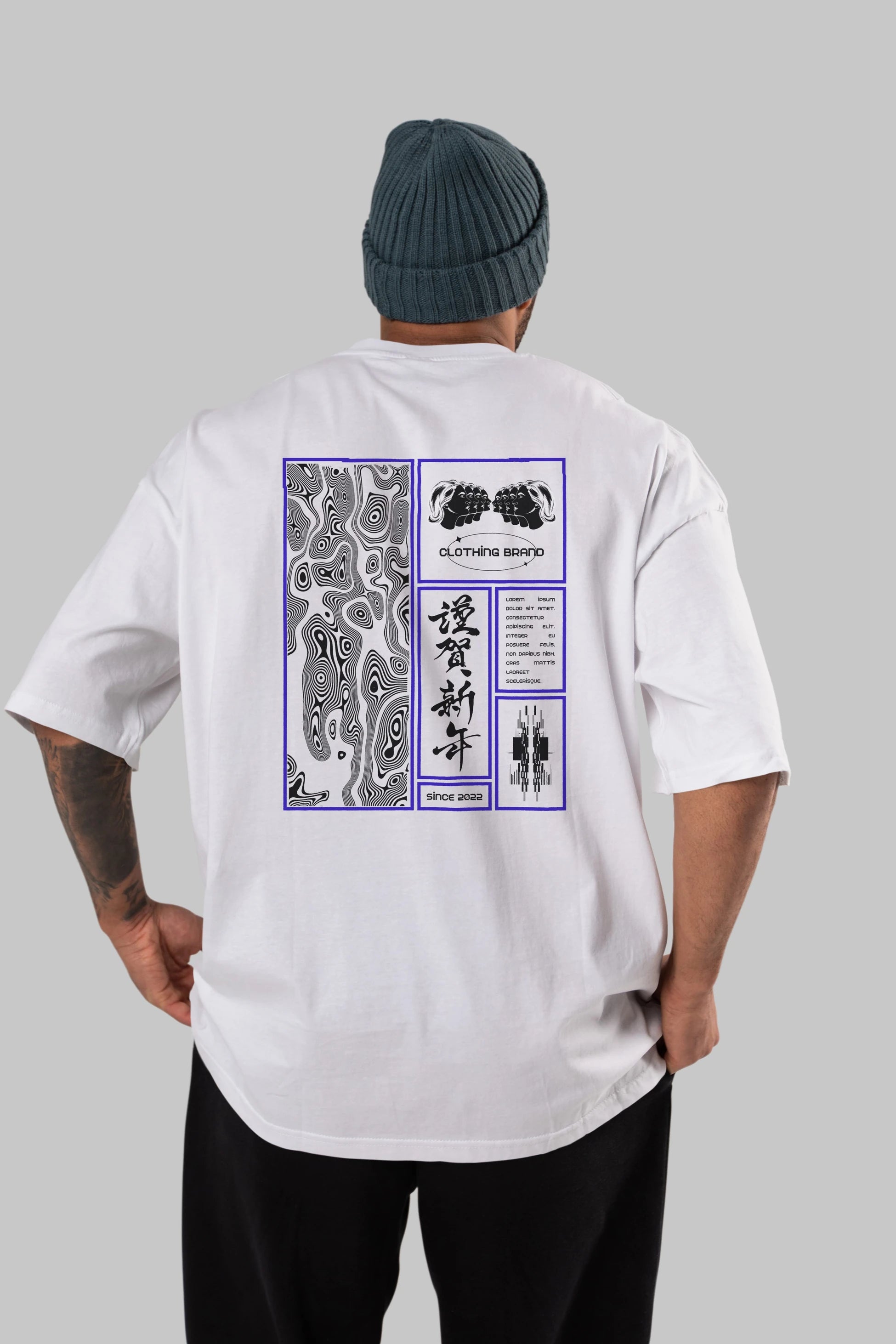 Neon Japanese Streetwear Arka Baskılı Oversize t-shirt Erkek Kadın Unisex