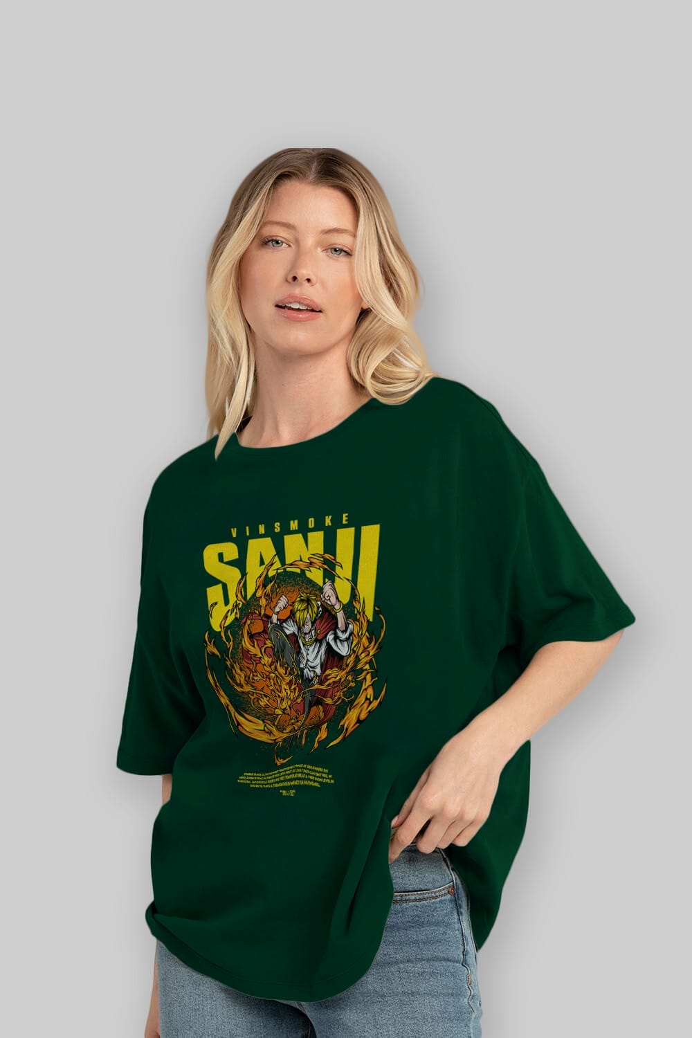 Vinsmoke Sanji Anime Ön Baskılı Oversize t-shirt %100 pamuk Erkek Kadın Unisex