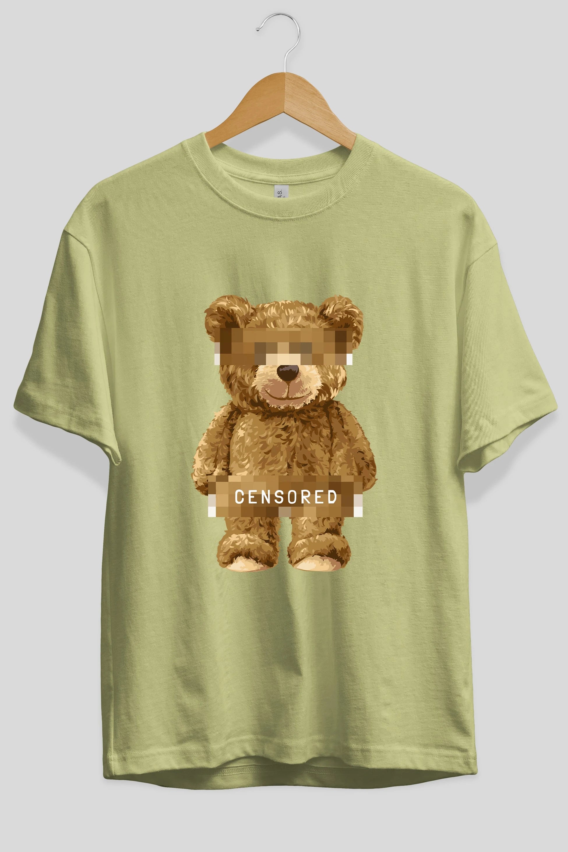 Teddy Bear Censored Ön Baskılı Oversize t-shirt Erkek Kadın Unisex %100 Pamuk