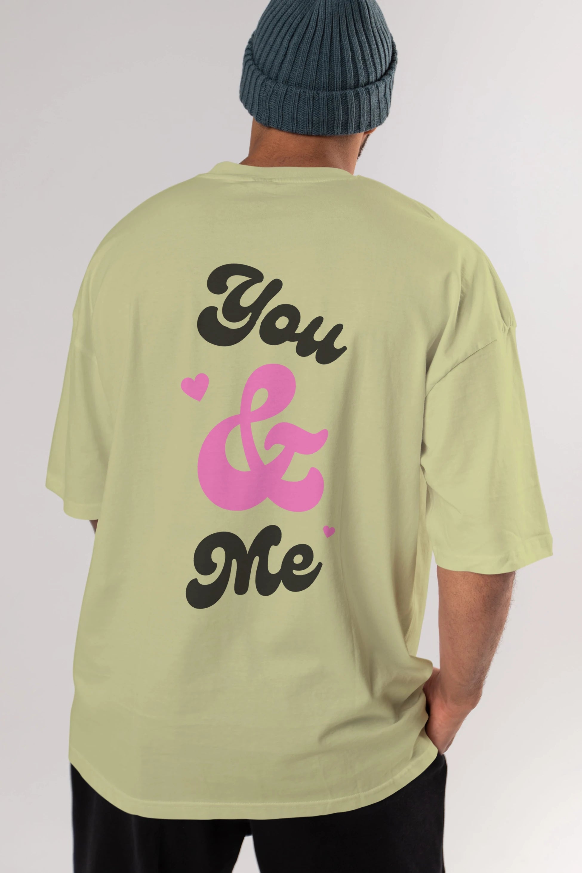 You and Me Yazılı Arka Baskılı Oversize t-shirt Erkek Kadın Unisex