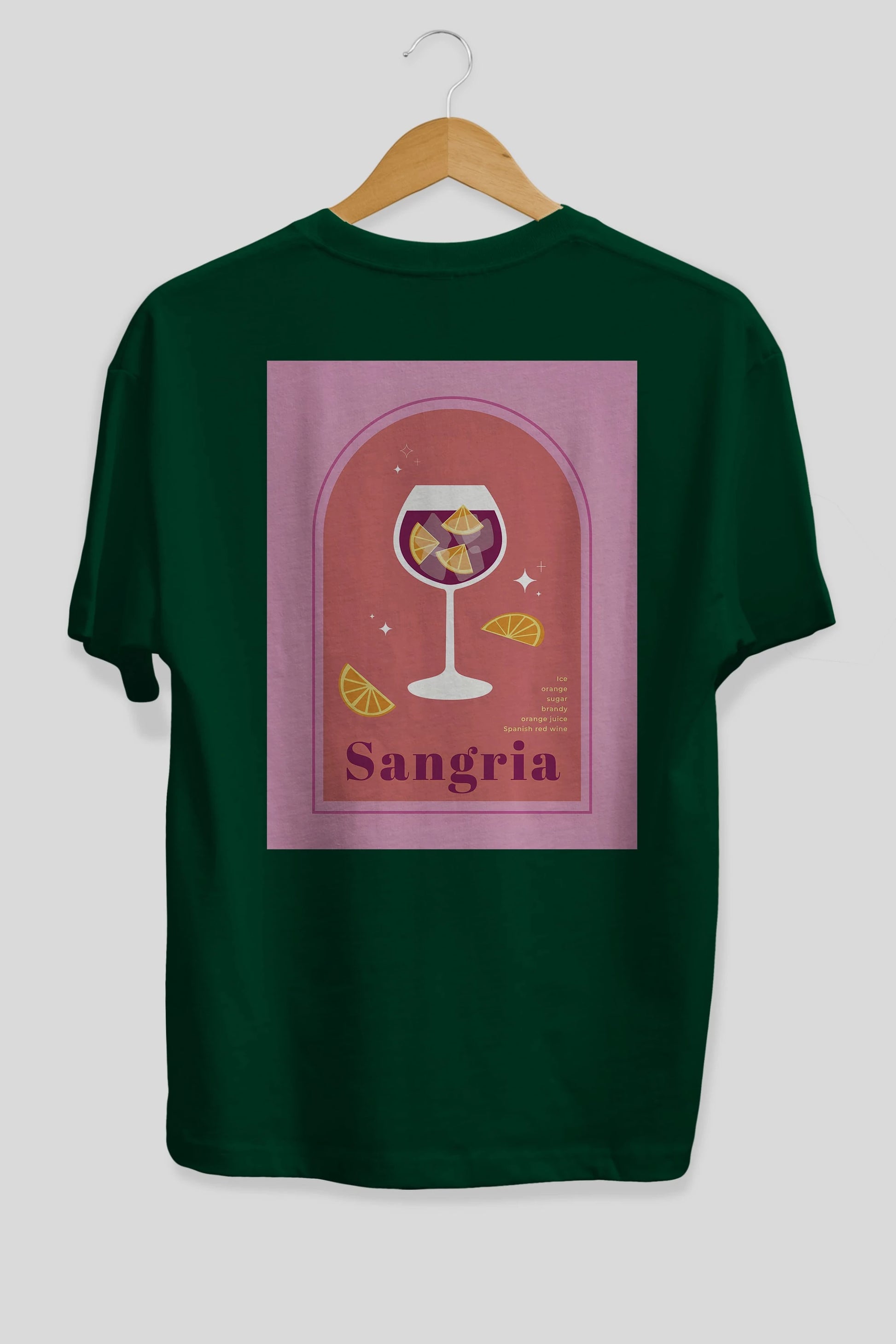Sangria Arka Baskılı Oversize t-shirt Erkek Kadın Unisex %100 Pamuk Bisiklet Yaka tişort