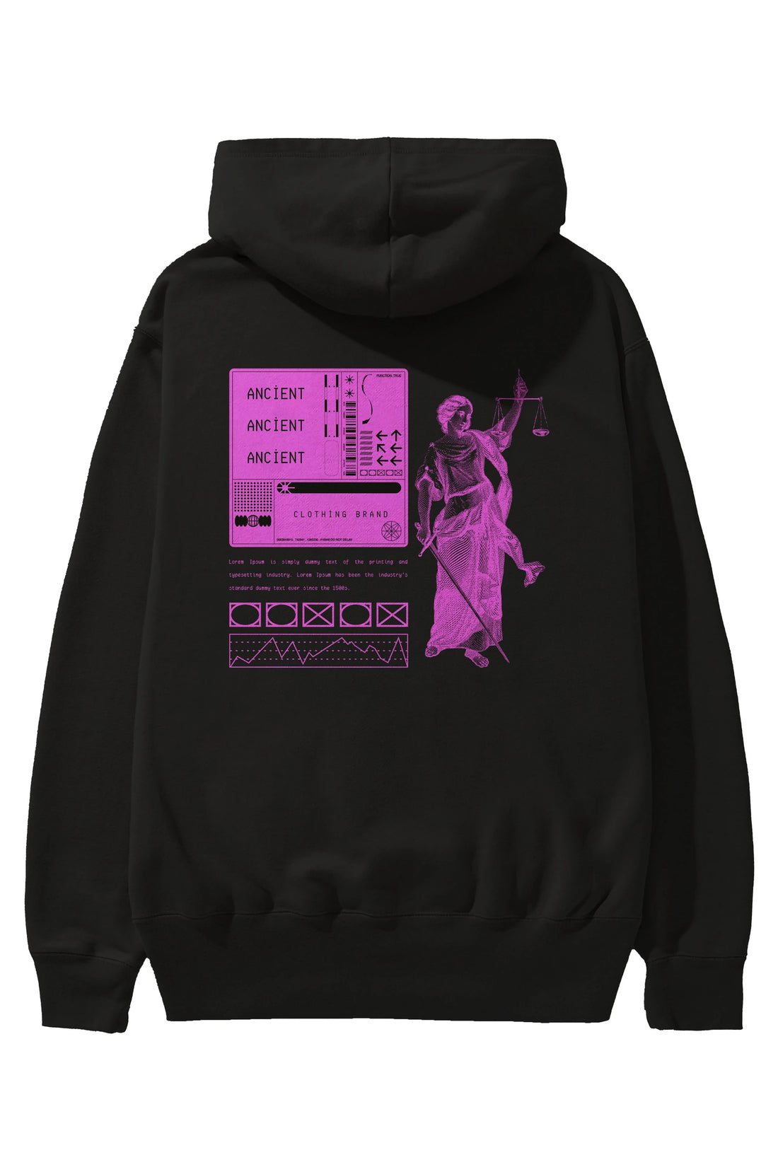 Ancient Streetwear Arka Baskılı Oversize Hoodie Kapüşonlu Sweatshirt Erkek Kadın Unisex