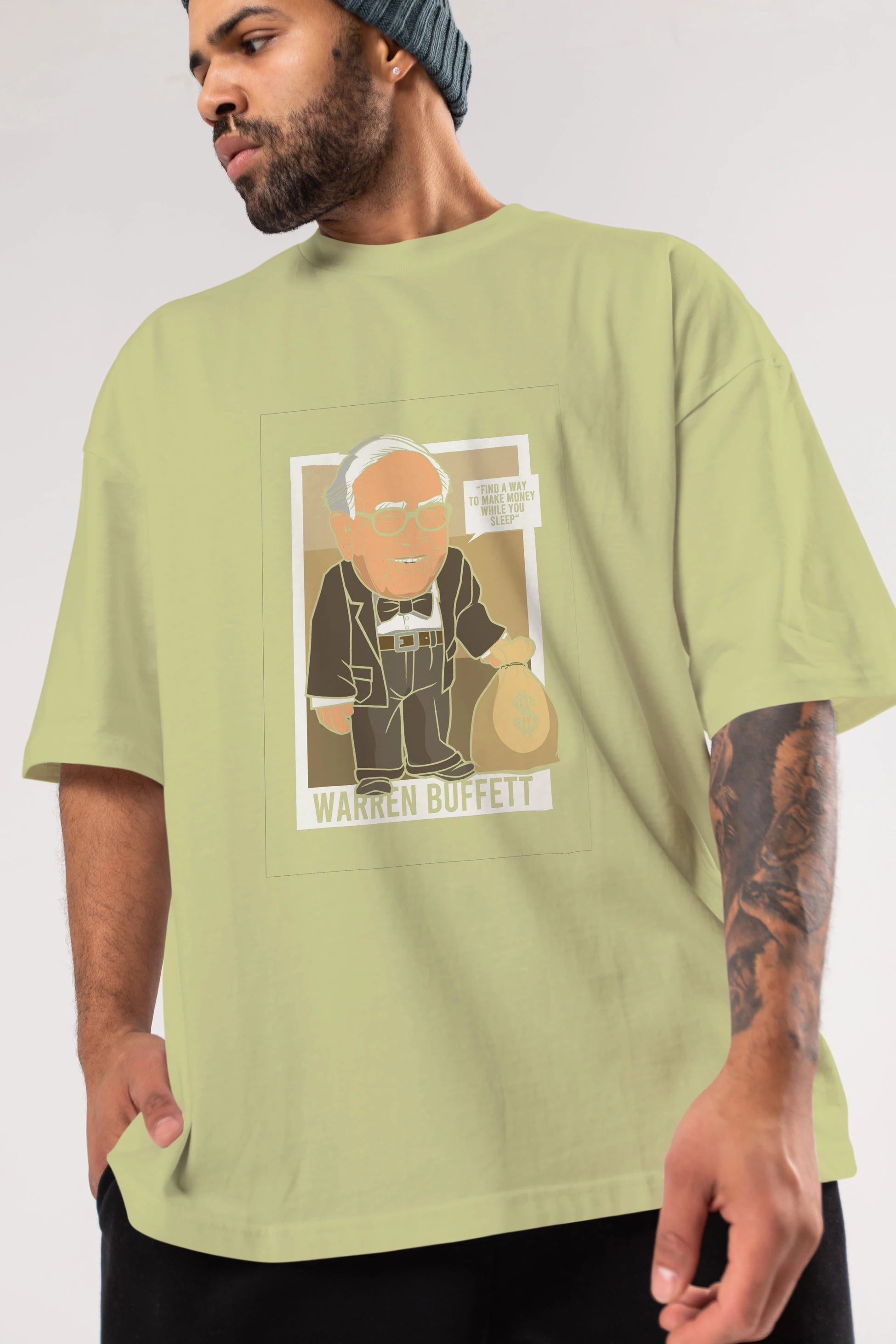 Warren Buffet Up Carl Ön Baskılı Oversize t-shirt Erkek Kadın Unisex %100 Pamuk tişort