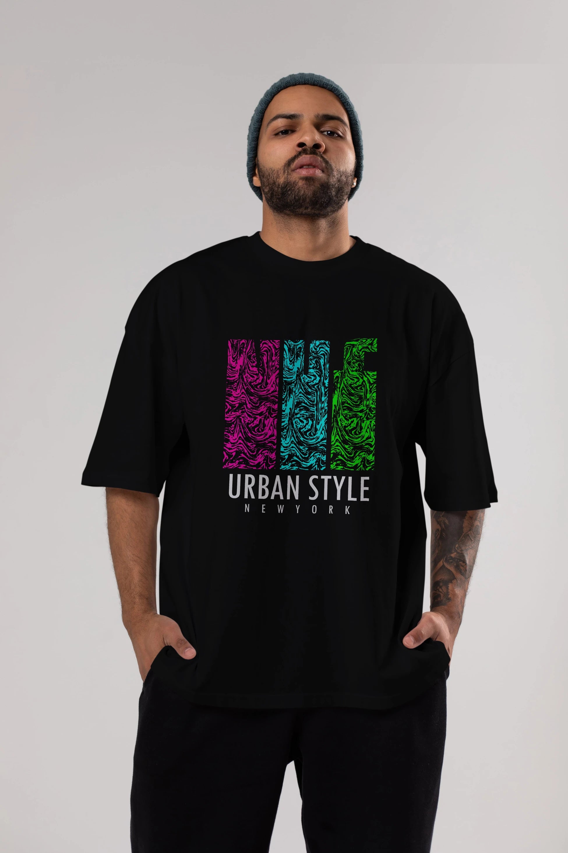 Urban Style Newyork Ön Baskılı Oversize t-shirt Erkek Kadın Unisex