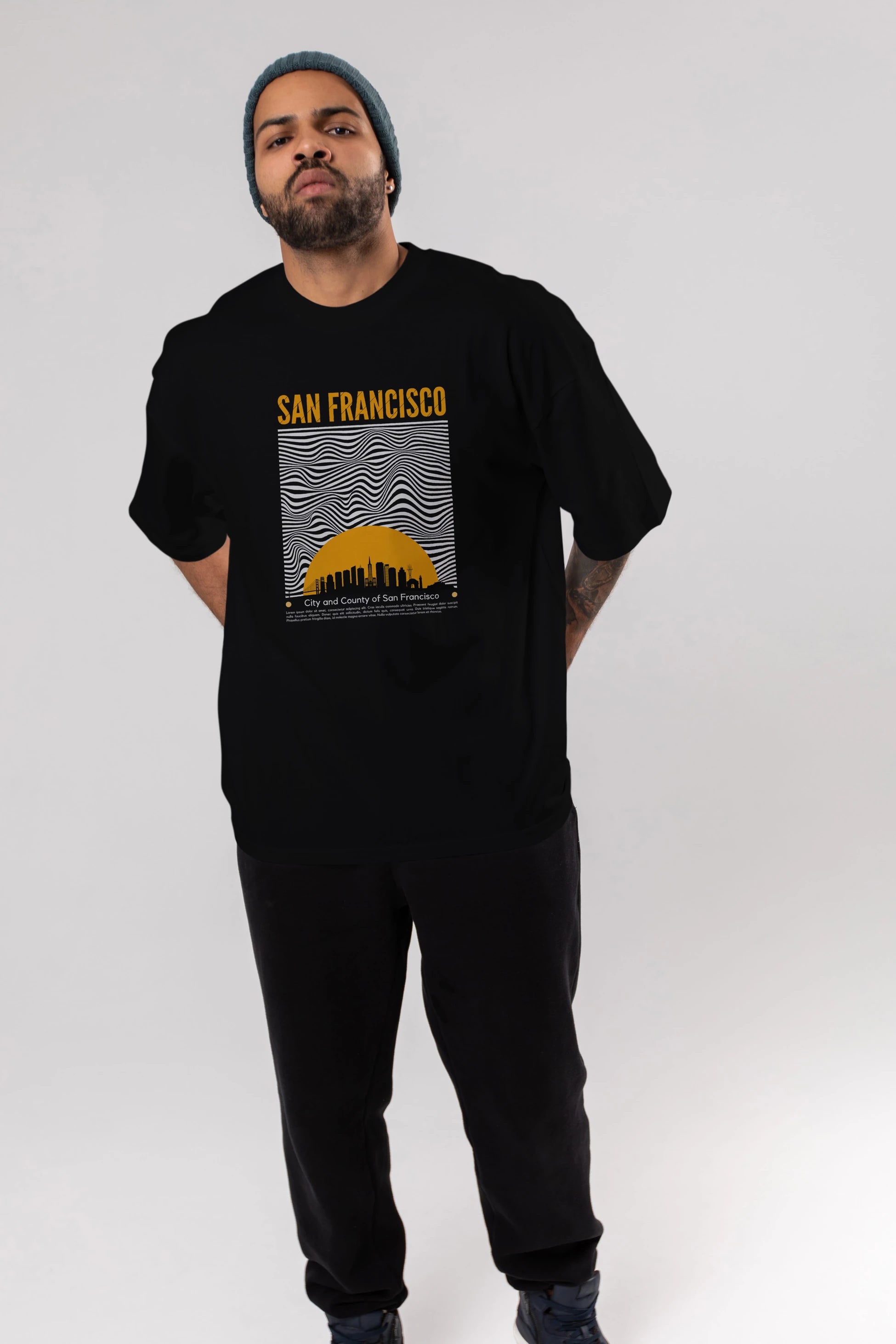 San Francisco Yazılı Ön Baskılı Oversize t-shirt Erkek Kadın Unisex