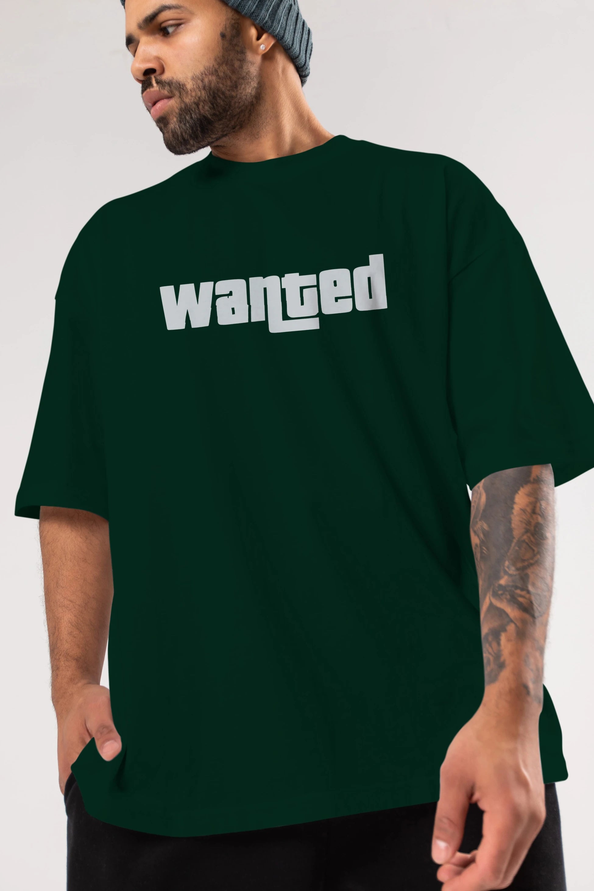 Wanted Ön Baskılı Oversize t-shirt %100 pamuk Erkek Kadın Unisex