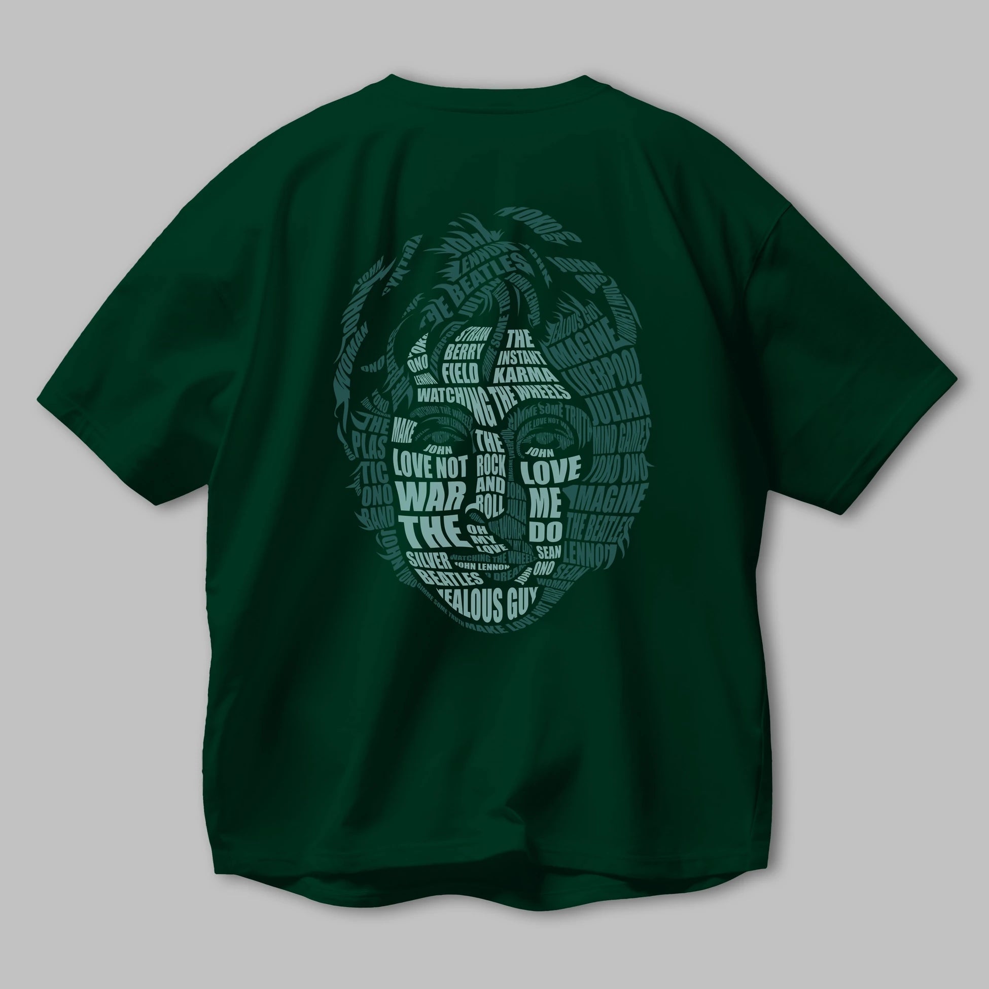 John Lennon Calligram Arka Baskılı Oversize t-shirt %100 pamuk Erkek Kadın Unisex
