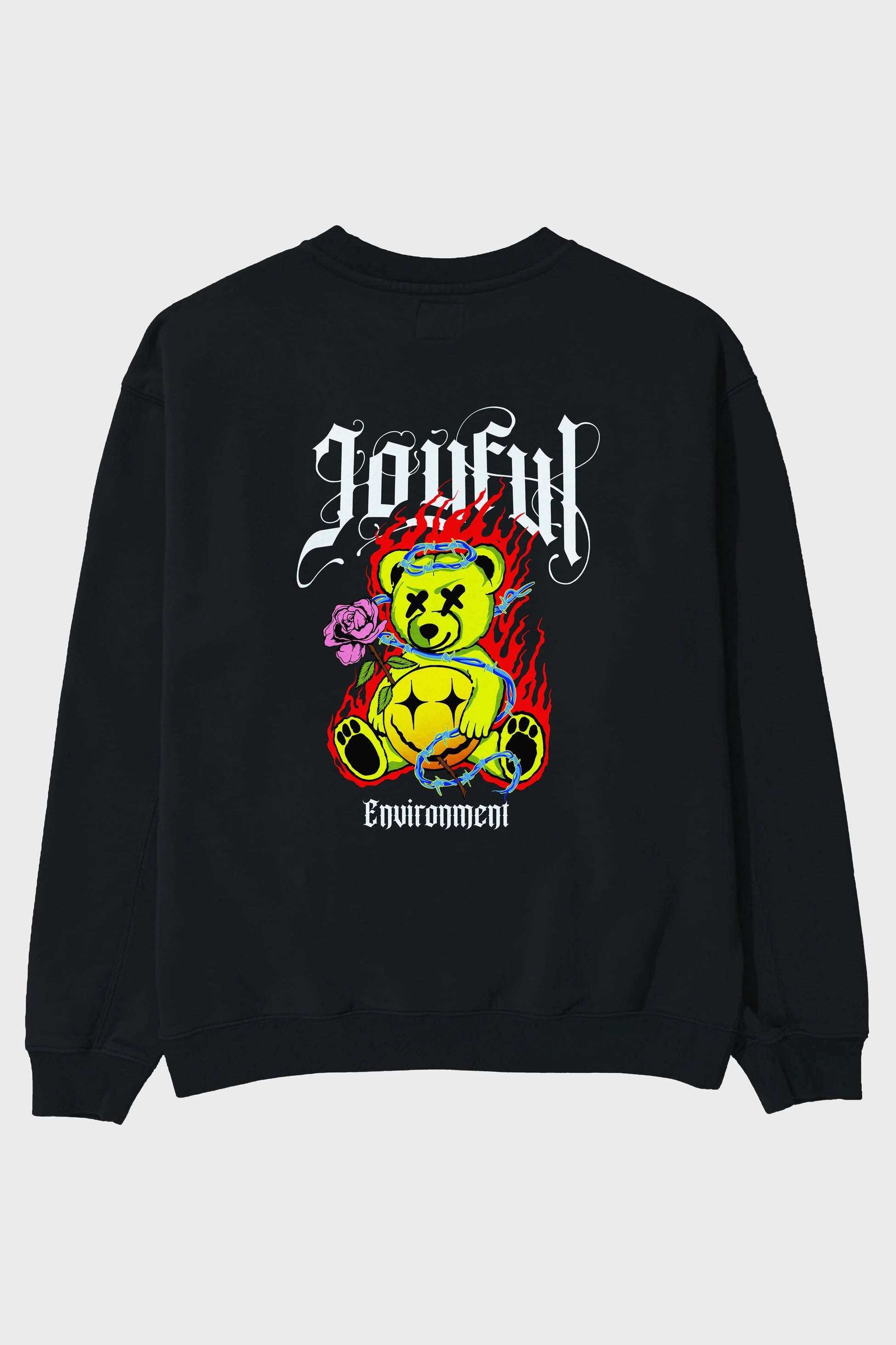 Joyful Bear Arka Baskılı Oversize Sweatshirt Erkek Kadın Unisex