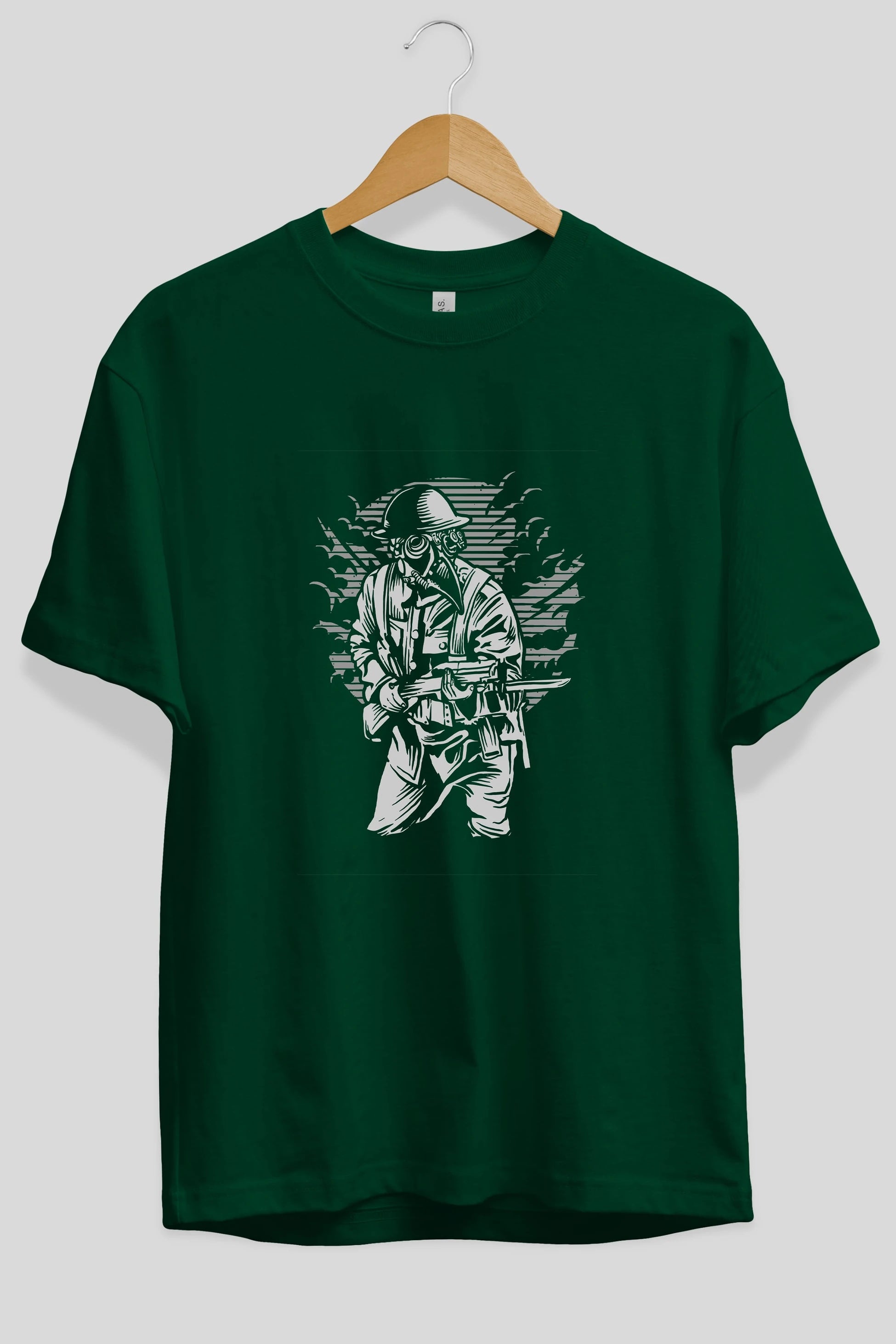 Steampunk Style Soldier Ön Baskılı Oversize t-shirt Erkek Kadın Unisex %100 Pamuk tişort