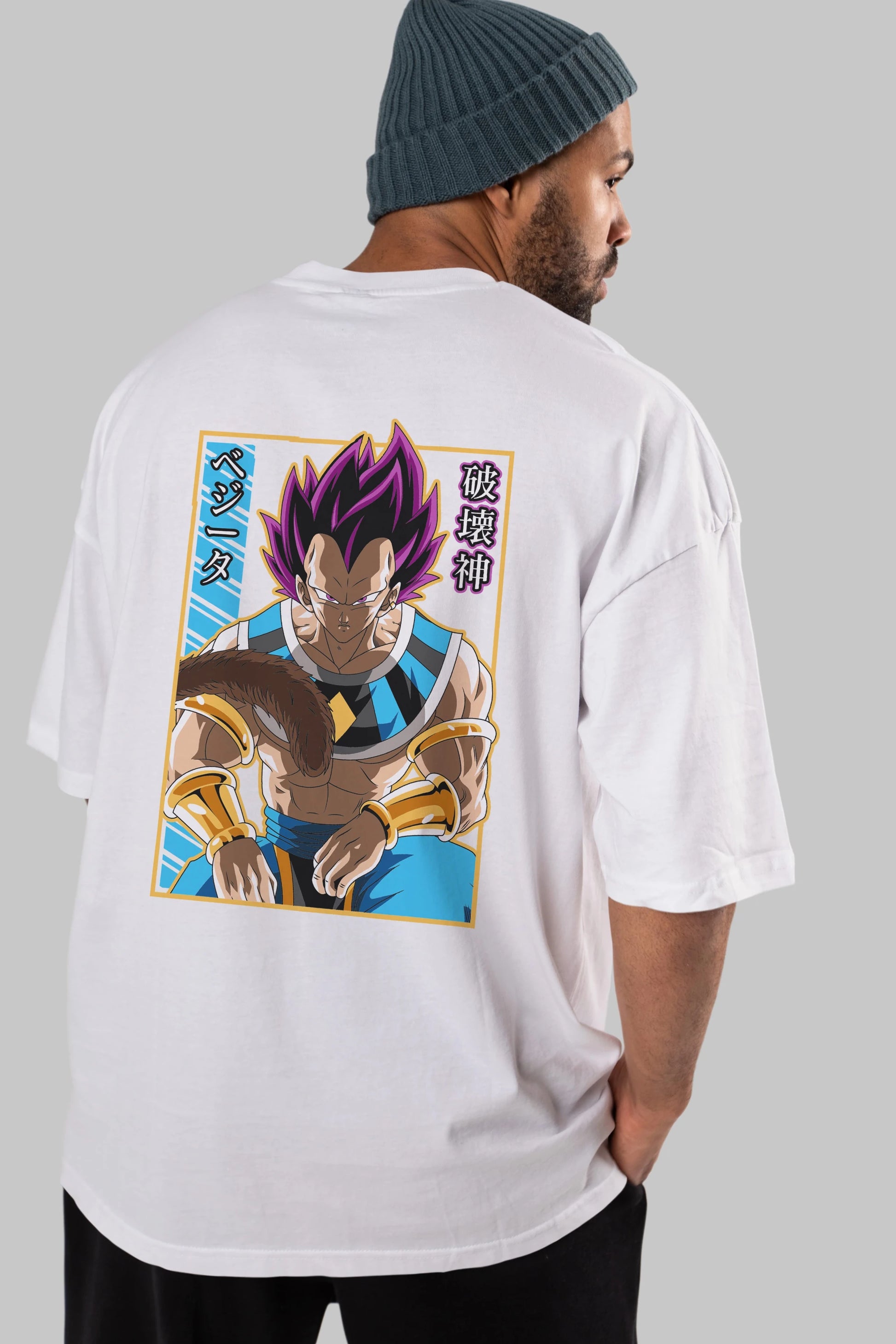 DragonBall VegetaHakaishin Anime Arka Baskılı Oversize t-shirt Erkek Kadın Unisex