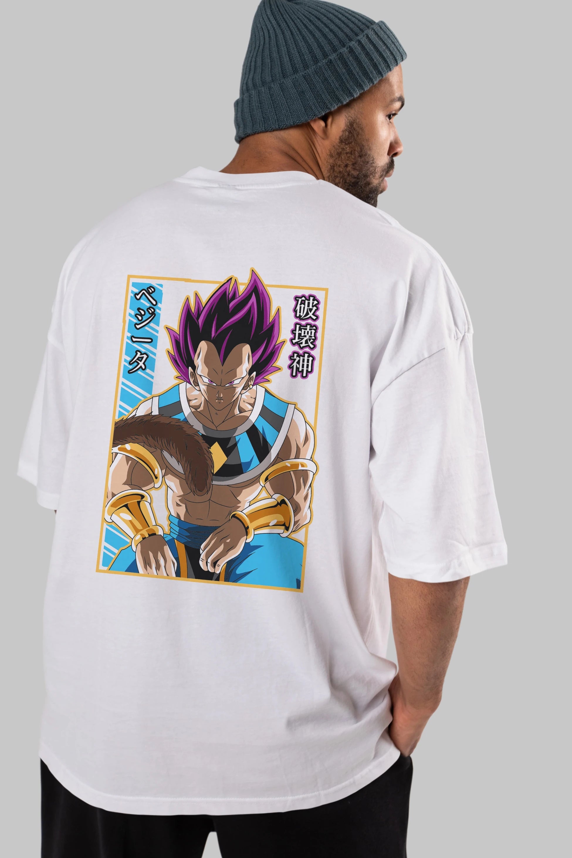DragonBall VegetaHakaishin Anime Arka Baskılı Oversize t-shirt Erkek Kadın Unisex