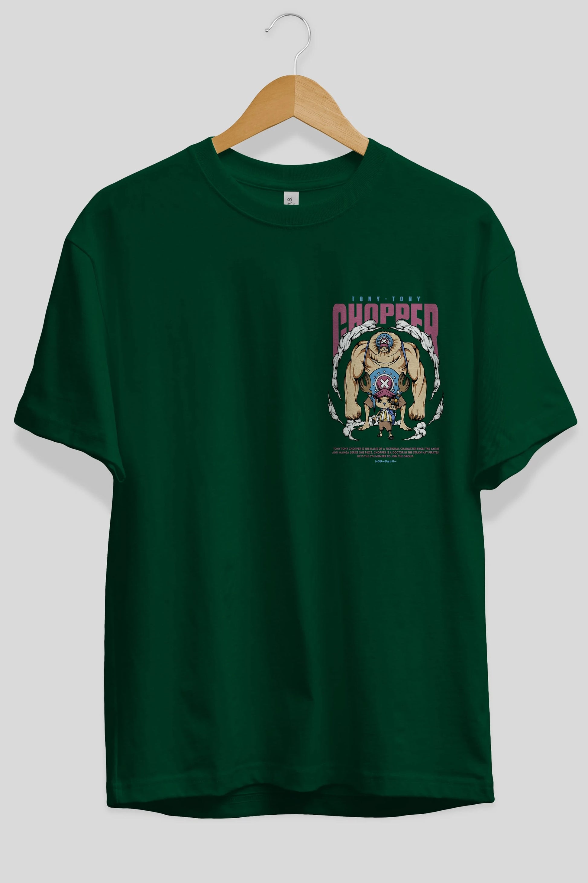 Tony Tony Chopper Ön Sol Baskılı Oversize t-shirt Erkek Kadın Unisex %100 Pamuk Bisiklet Yaka tişort