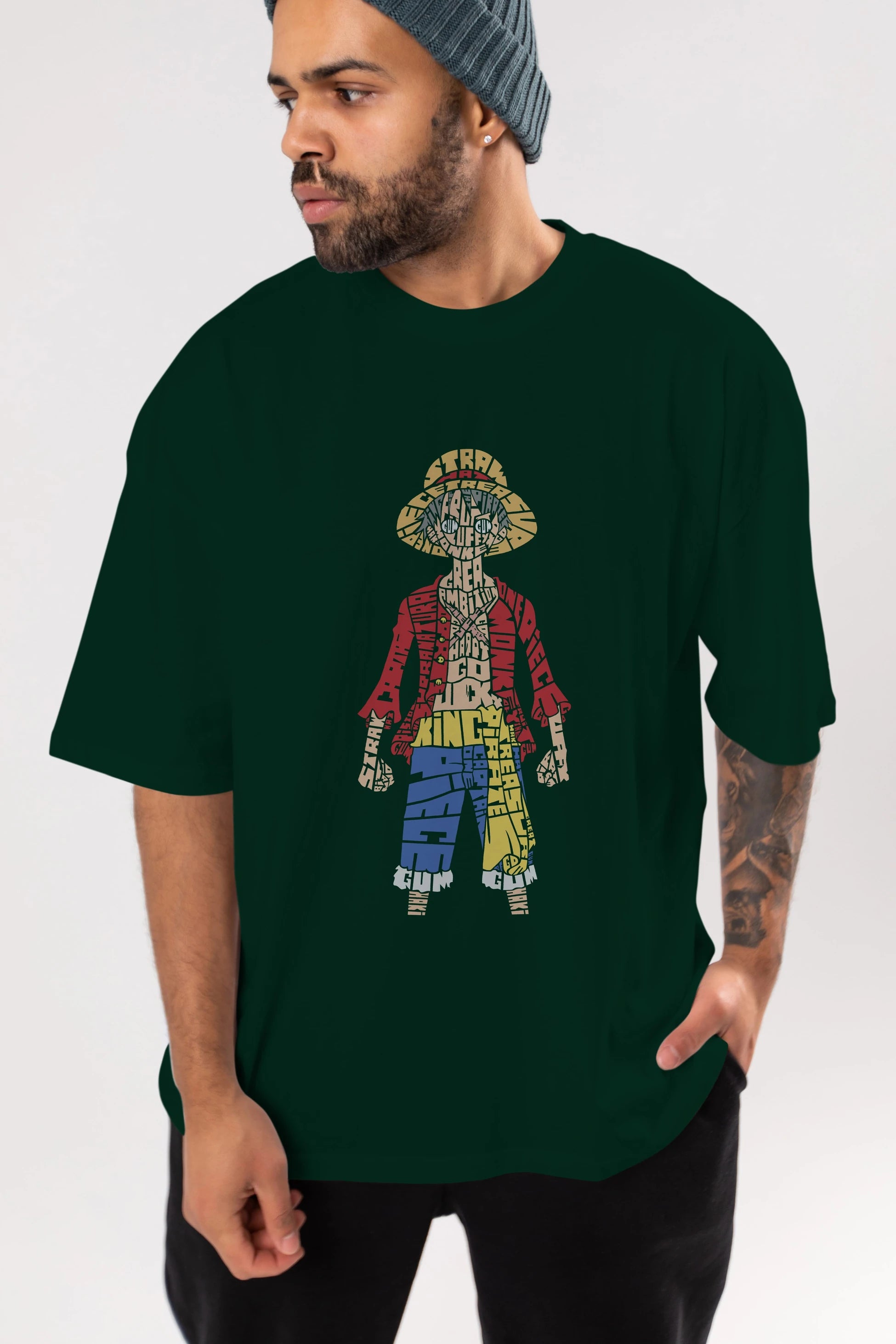 One Piece Ön Baskılı Oversize t-shirt %100 pamuk Erkek Kadın Unisex
