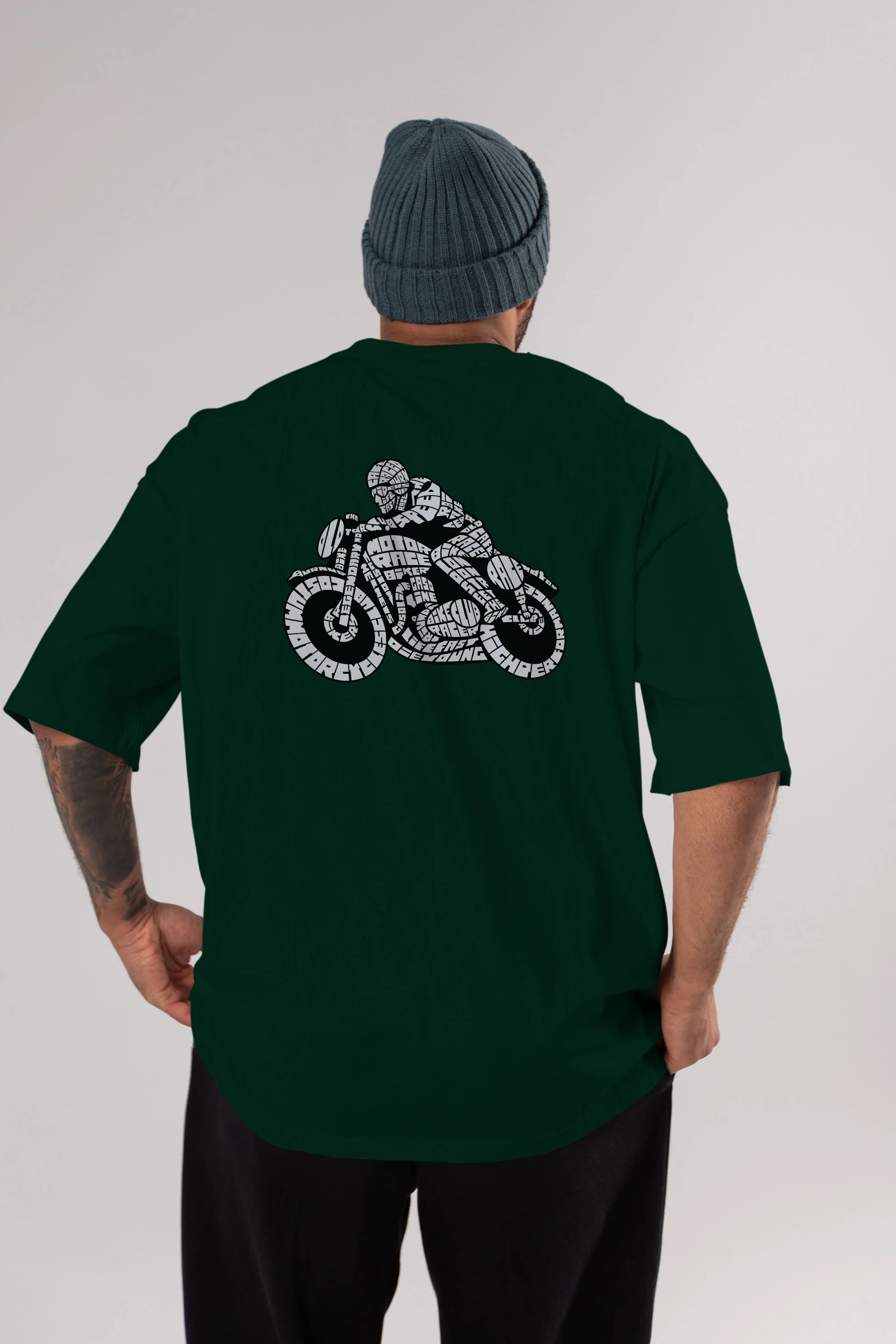 Caferacer Arka Baskılı Oversize t-shirt %100 pamuk Erkek Kadın Unisex