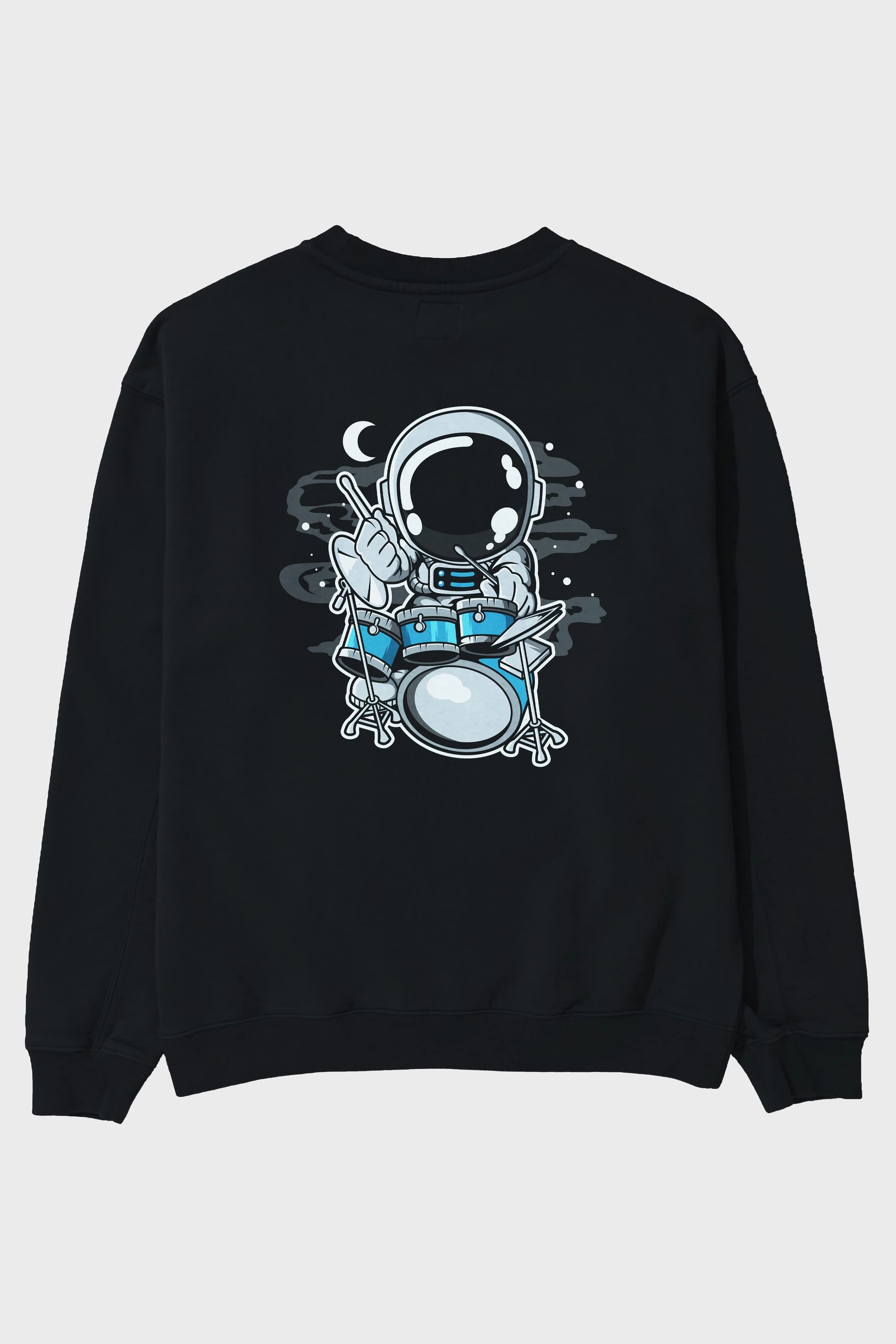 Astronaut Drummer Arka Baskılı Oversize Sweatshirt Erkek Kadın Unisex