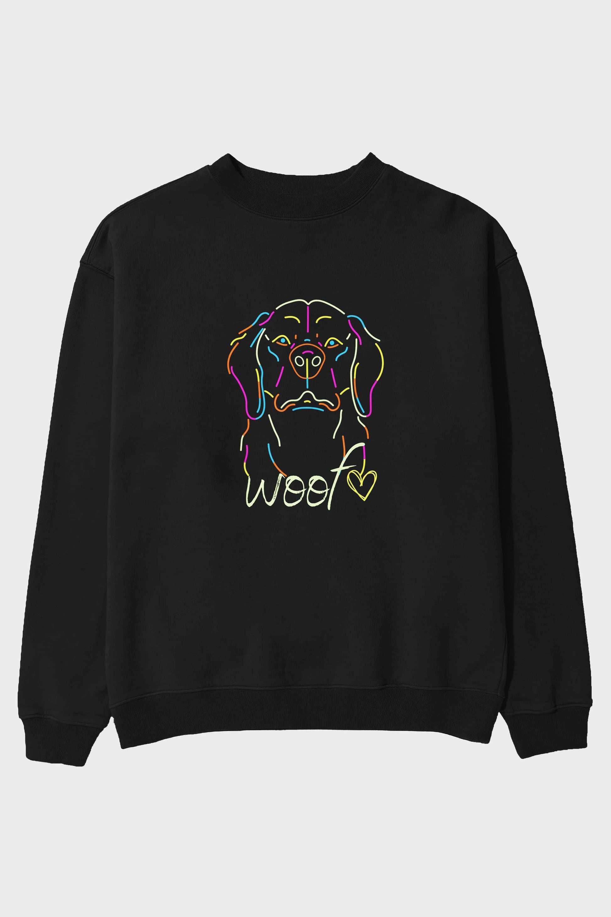 Neon Dog Ön Baskılı Oversize Sweatshirt Erkek Kadın Unisex