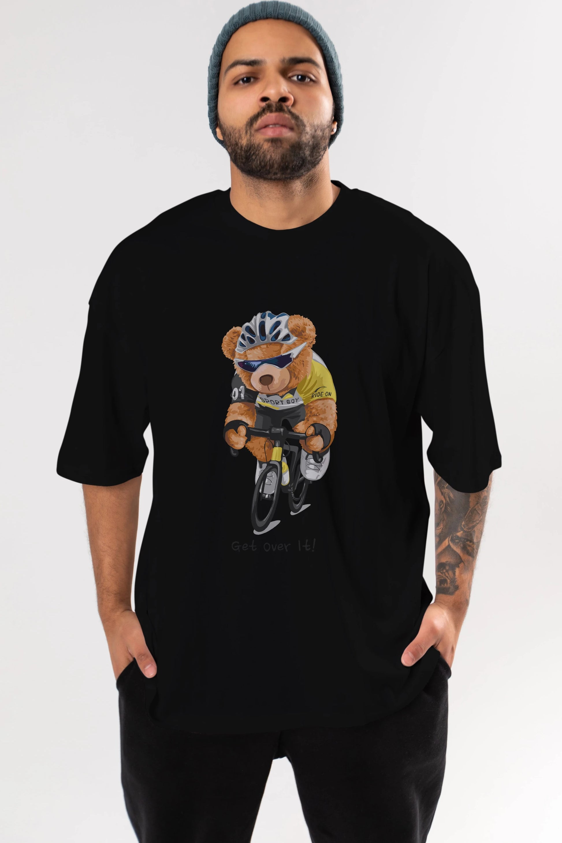 Teddy Bear Sport Boy Ön Baskılı Oversize t-shirt Erkek Kadın Unisex %100 Pamuk