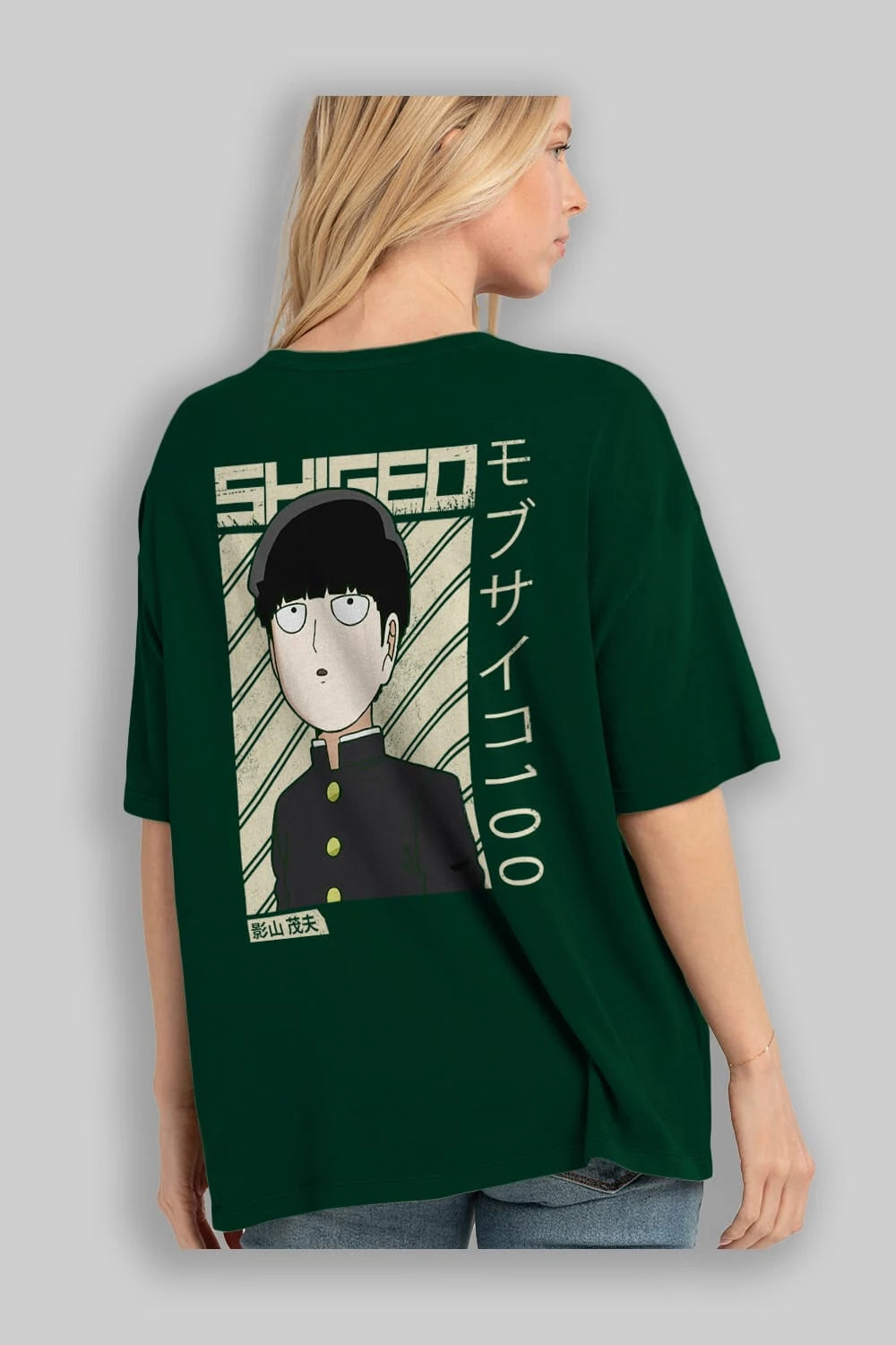 Shigeo Kageyama 2 Anime Arka Baskılı Oversize t-shirt Erkek Kadın Unisex