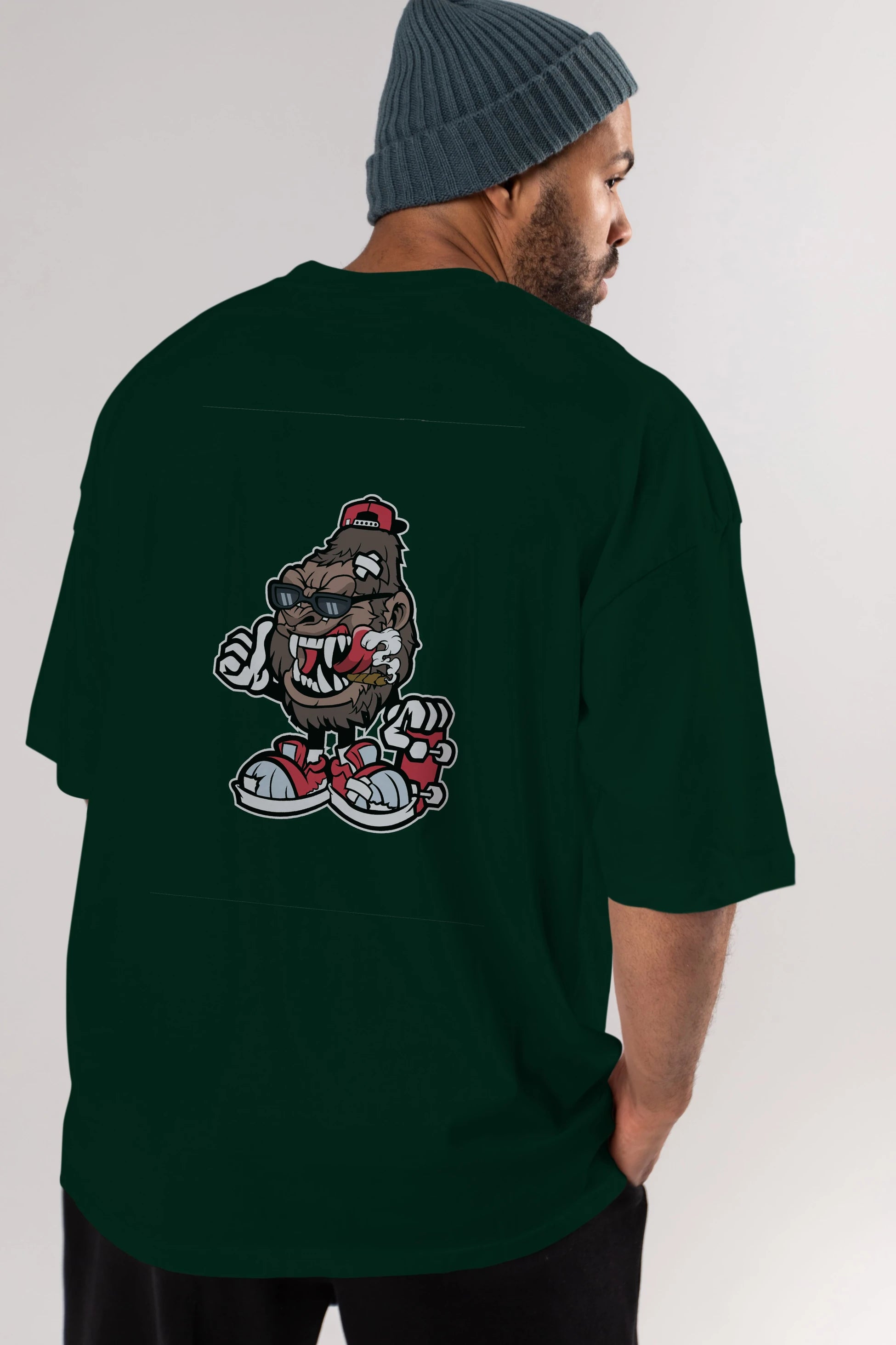 Gorilla Skater Arka Baskılı Oversize t-shirt Erkek Kadın Unisex %100 Pamuk tişort