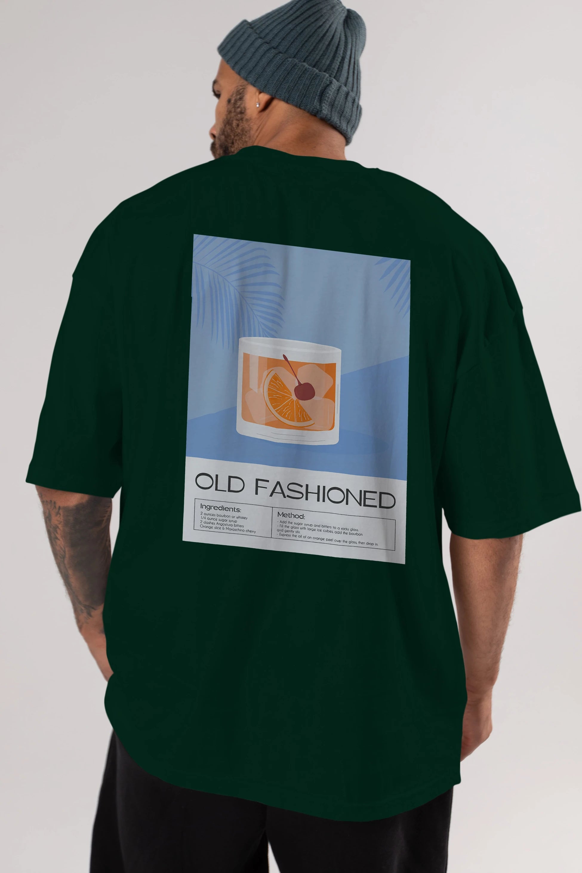 Old Fashioned 3 Arka Baskılı Oversize t-shirt Erkek Kadın Unisex %100 Pamuk Bisiklet Yaka tişort