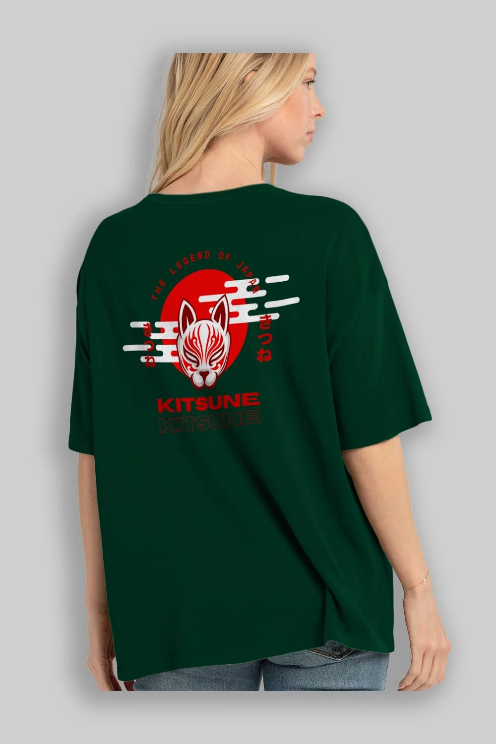 Kitsune Mask Arka Baskılı Oversize t-shirt Erkek Kadın Unisex