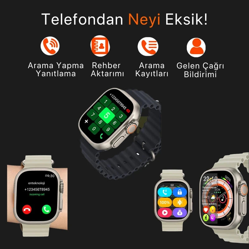 WATCH Ultra HK8 PRO MAX ( Toplamda 3 Kordonlu )