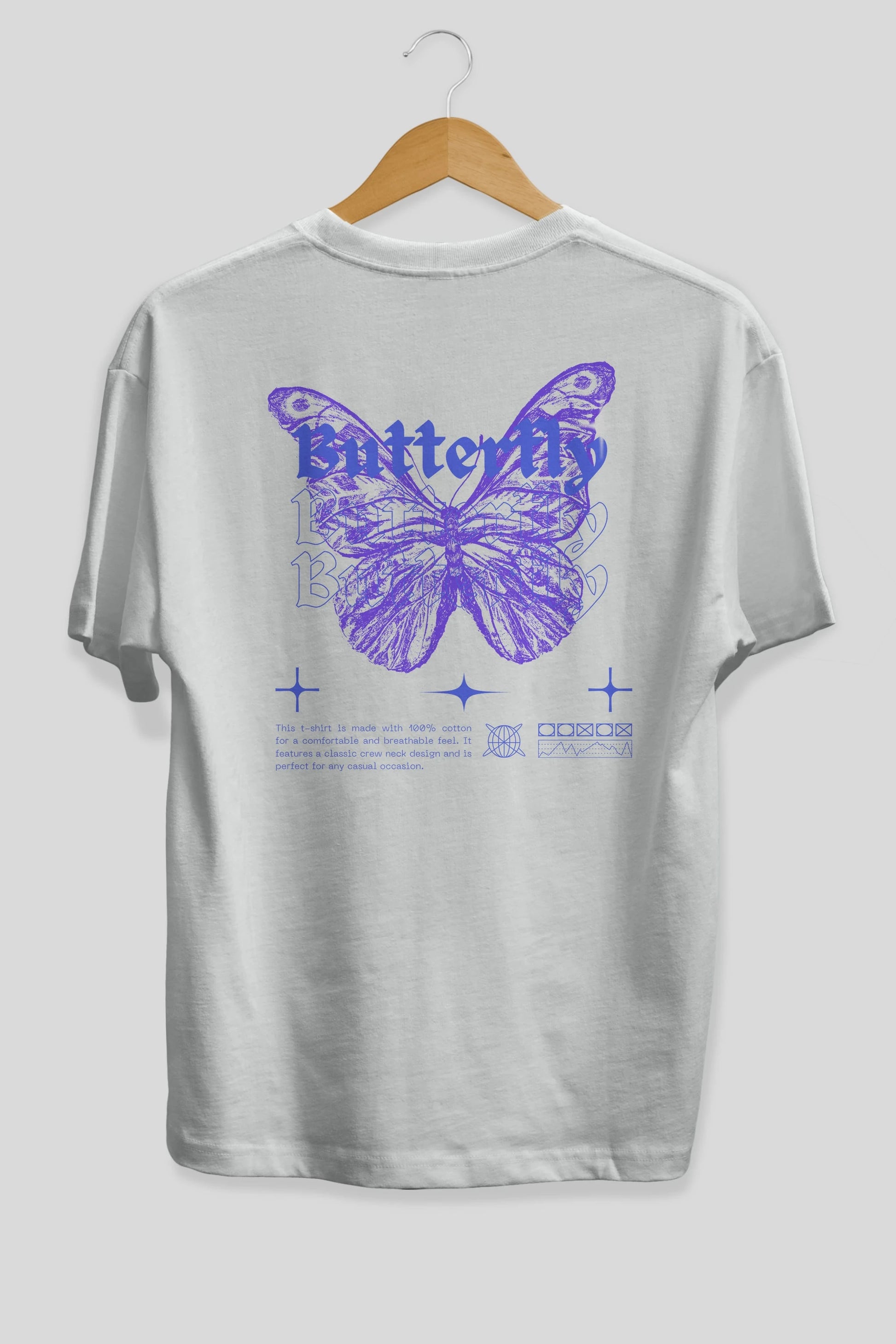Butterfly Streetwear Arka Baskılı Oversize t-shirt Erkek Kadın Unisex