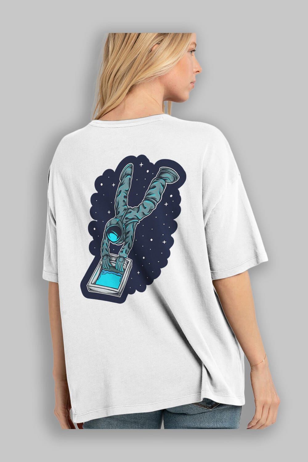 Astroscreen Sticker Arka Baskılı Oversize t-shirt Erkek Kadın Unisex