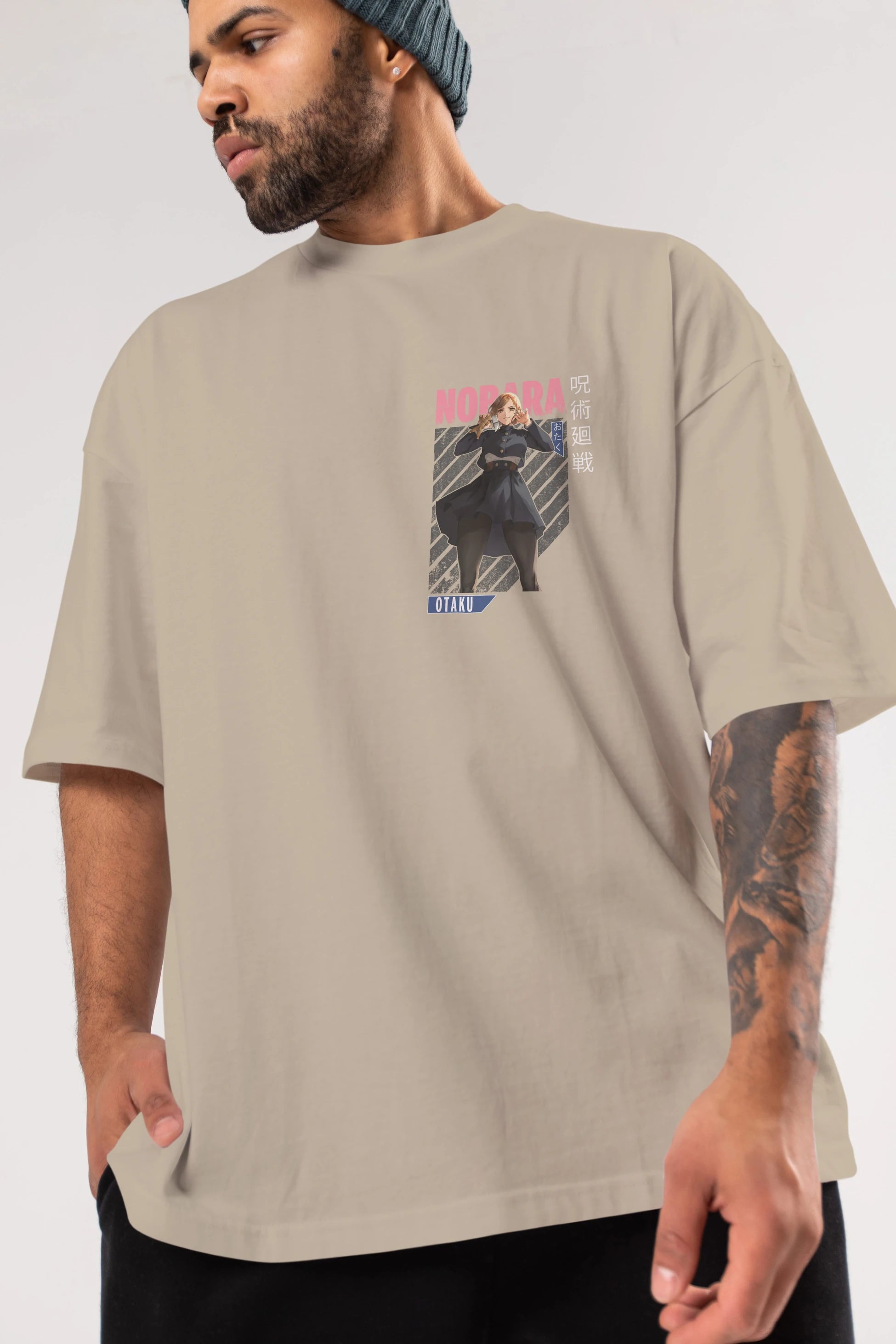 Nobara Kugisaki 4 Ön Sol Baskılı Oversize t-shirt Erkek Kadın Unisex %100 Pamuk Bisiklet Yaka tişort
