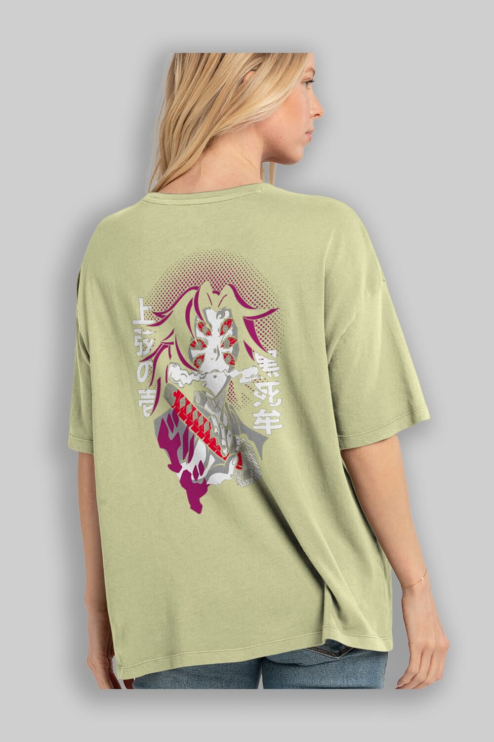 Kokushibo Anime Arka Baskılı Oversize t-shirt Erkek Kadın Unisex