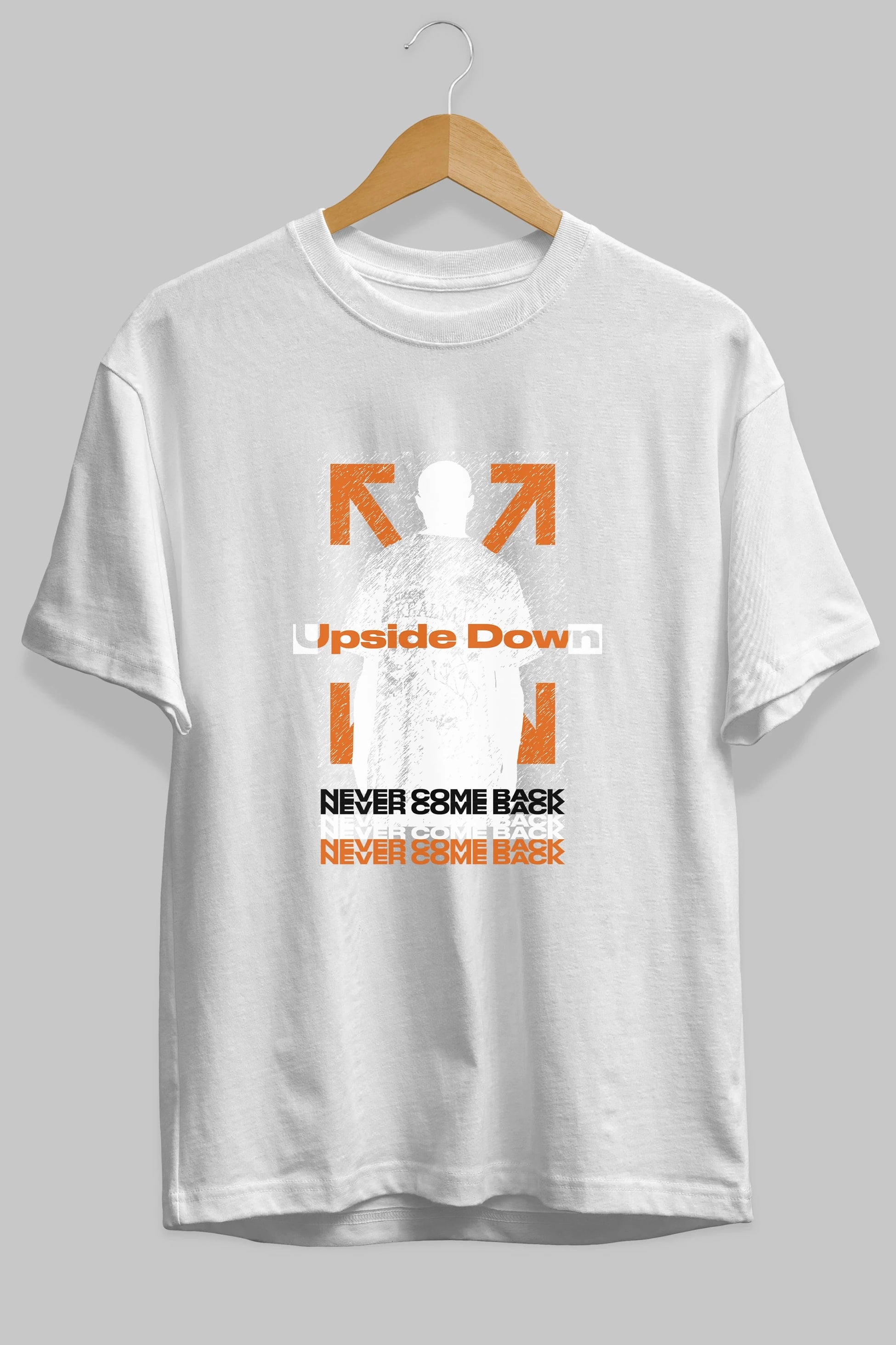 Upside Down Ön Baskılı Oversize t-shirt Erkek Kadın Unisex