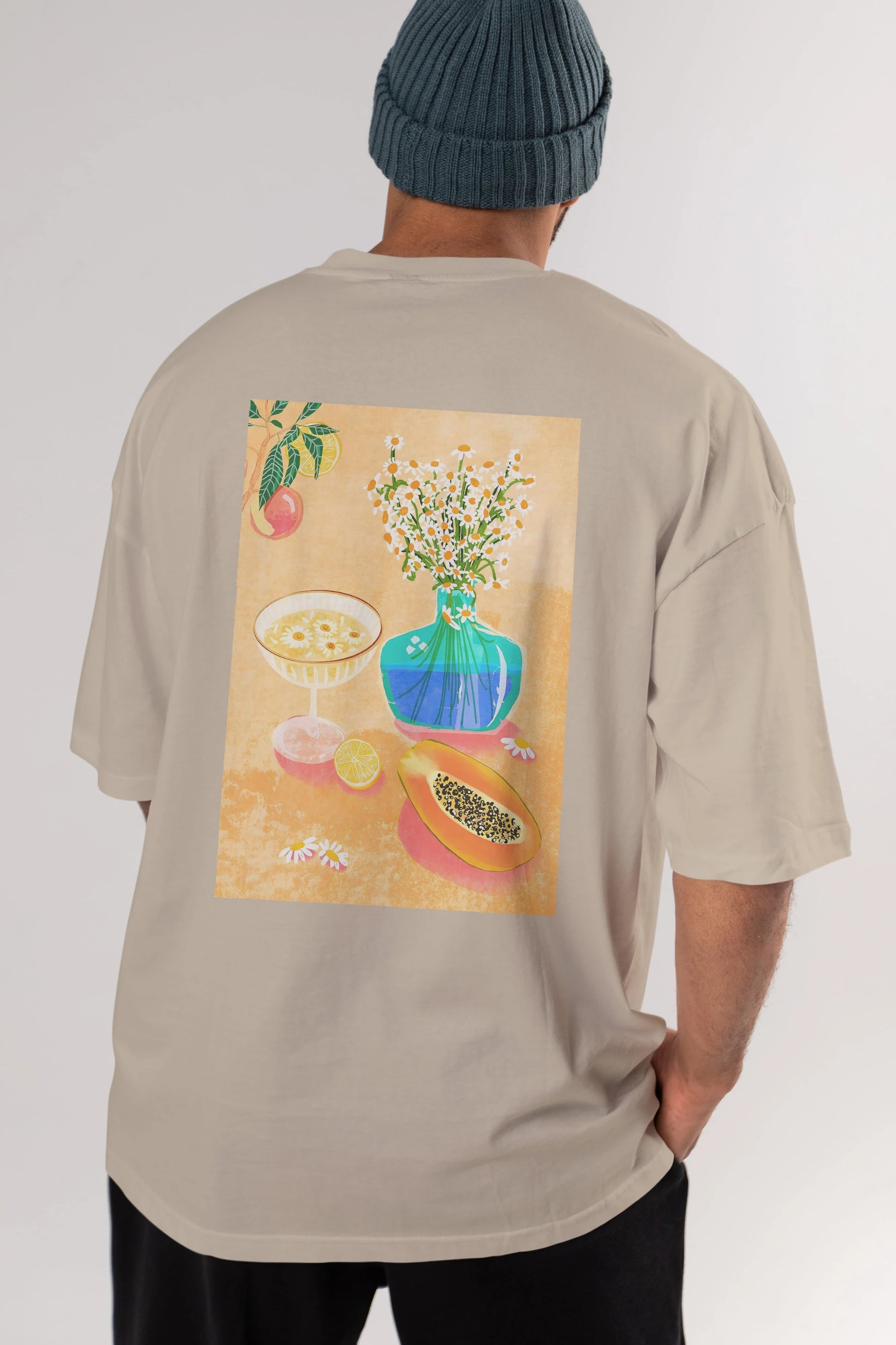 Cheers 2 Arka Baskılı Oversize t-shirt Erkek Kadın Unisex %100 Pamuk Bisiklet Yaka tişort
