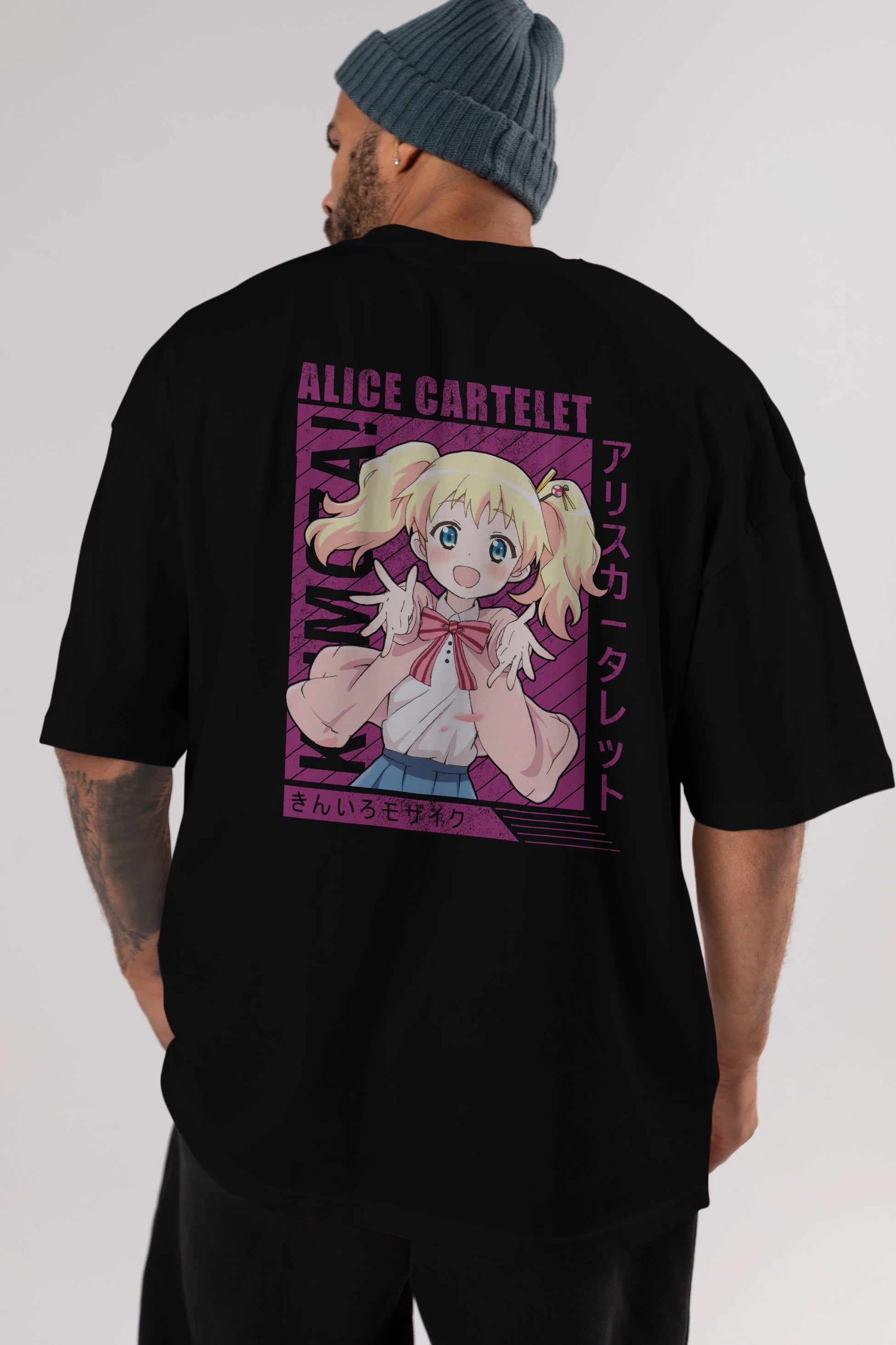 Alice Cartelet 12 Anime Arka Baskılı Oversize t-shirt Erkek Kadın Unisex