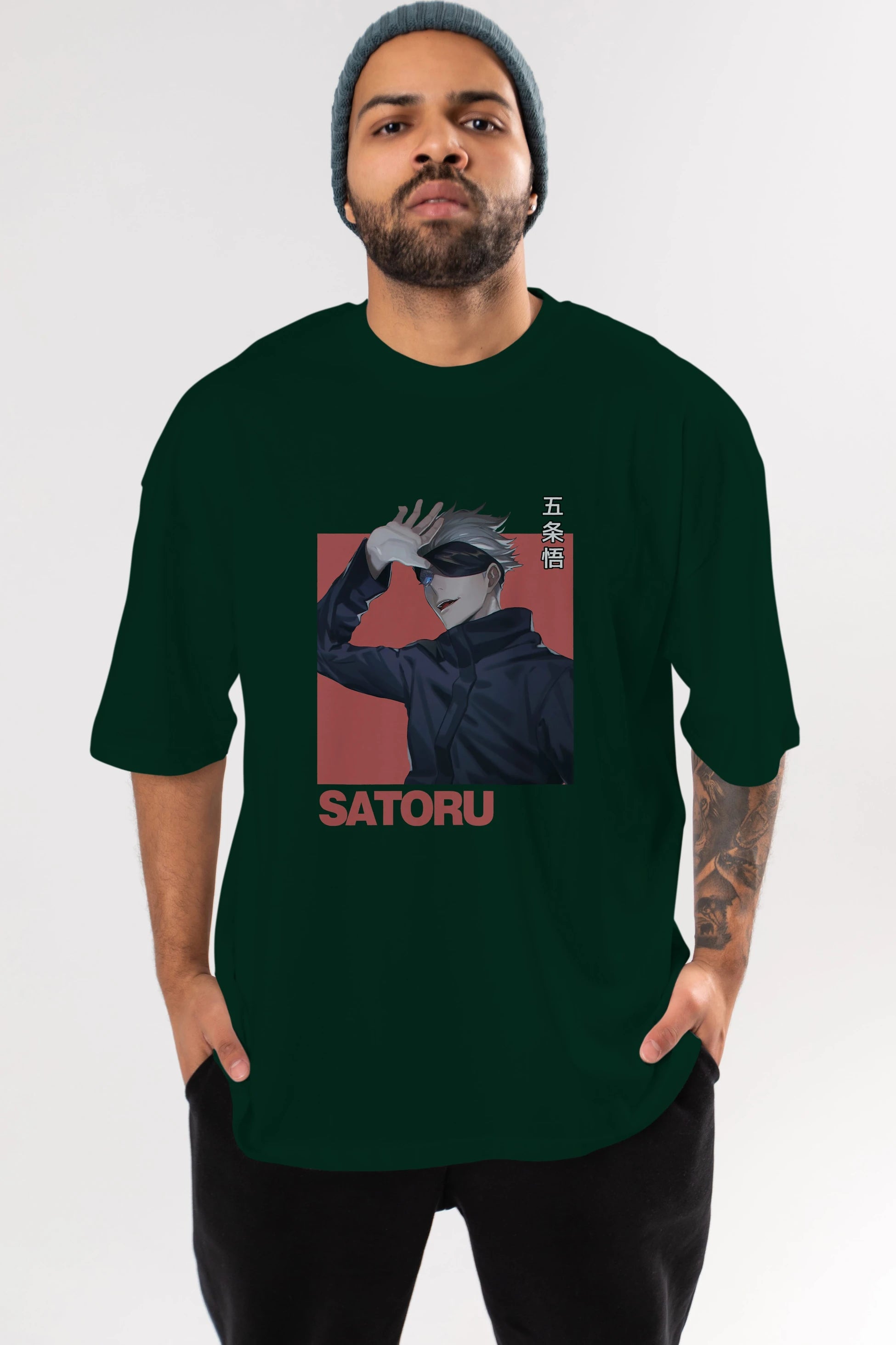 SATORU GOJO 2 Anime Ön Baskılı Oversize t-shirt %100 pamuk Erkek Kadın Unisex