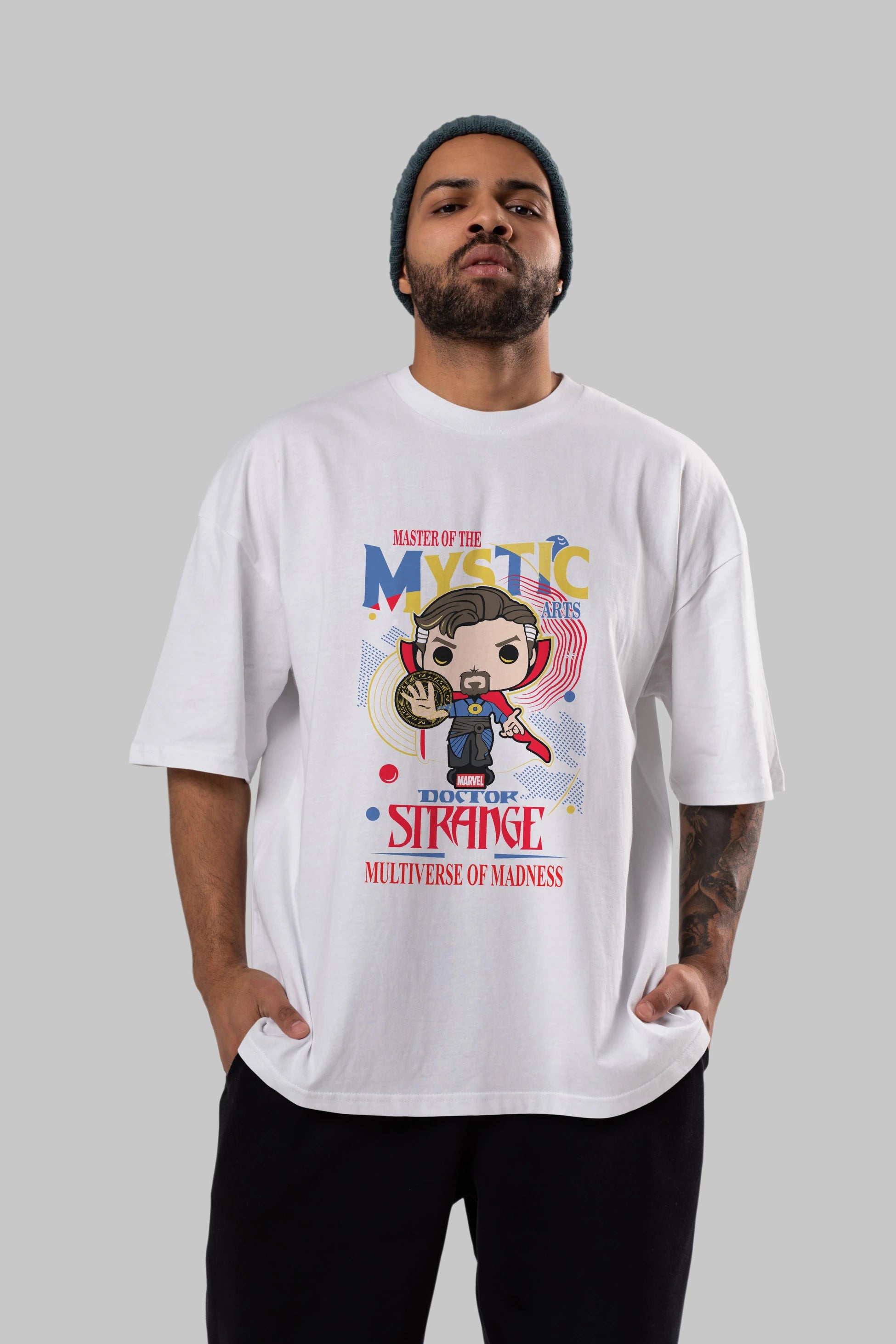 Doctor Strange Ön Baskılı Oversize t-shirt Erkek Kadın Unisex %100 Pamuk Bisiklet Yaka tişort