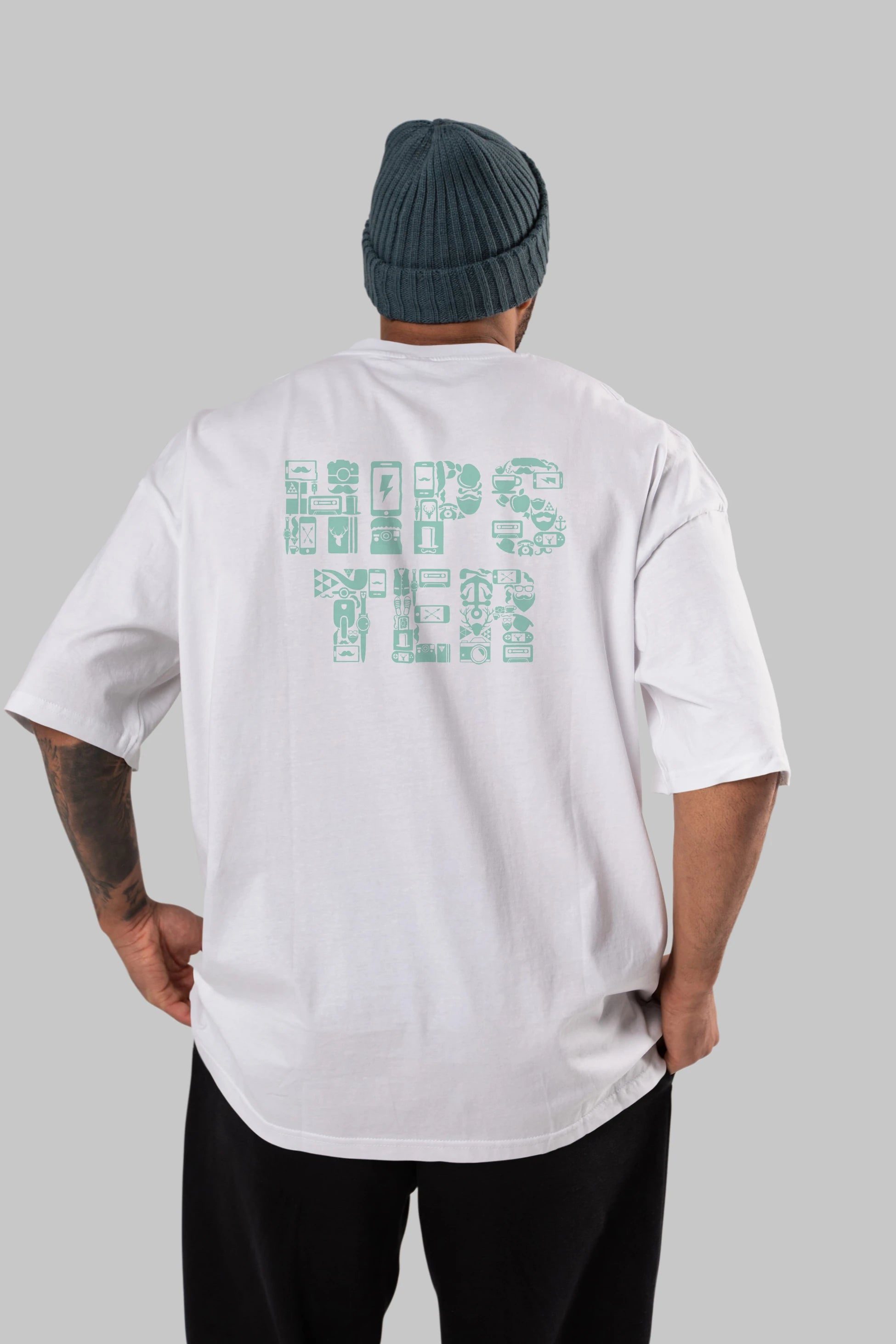 HIPSTER Arka Baskılı Oversize t-shirt %100 pamuk Erkek Kadın Unisex