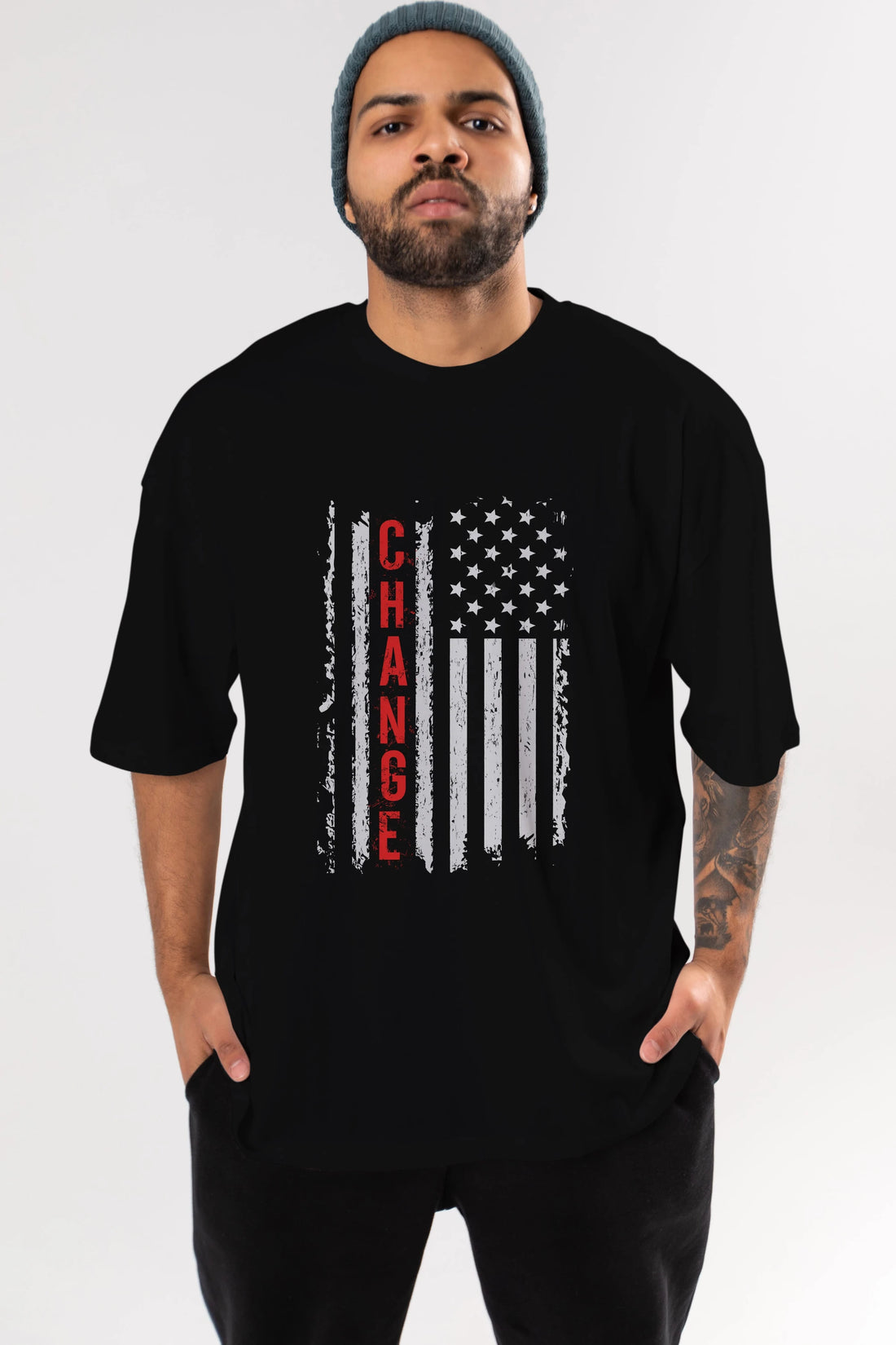 Change Ön Baskılı Oversize t-shirt Erkek Kadın Unisex