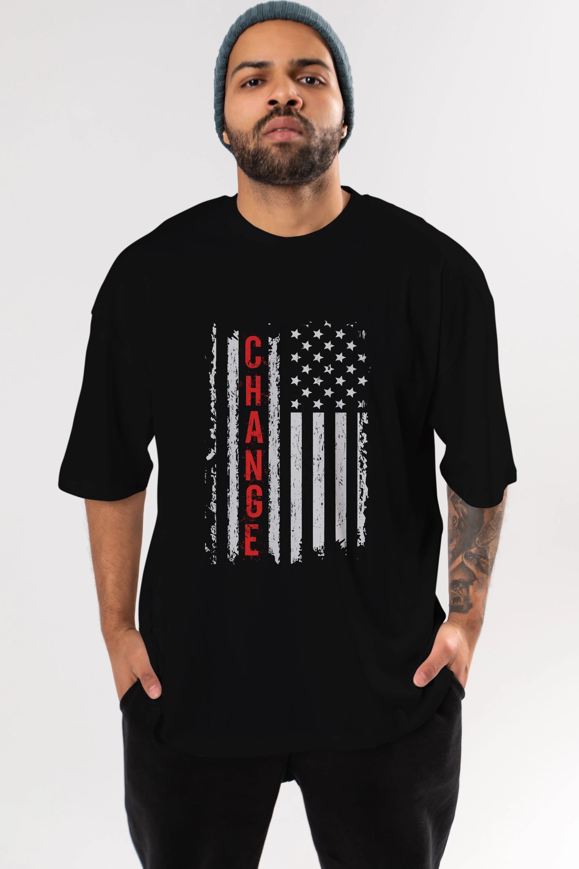 Change Ön Baskılı Oversize t-shirt Erkek Kadın Unisex