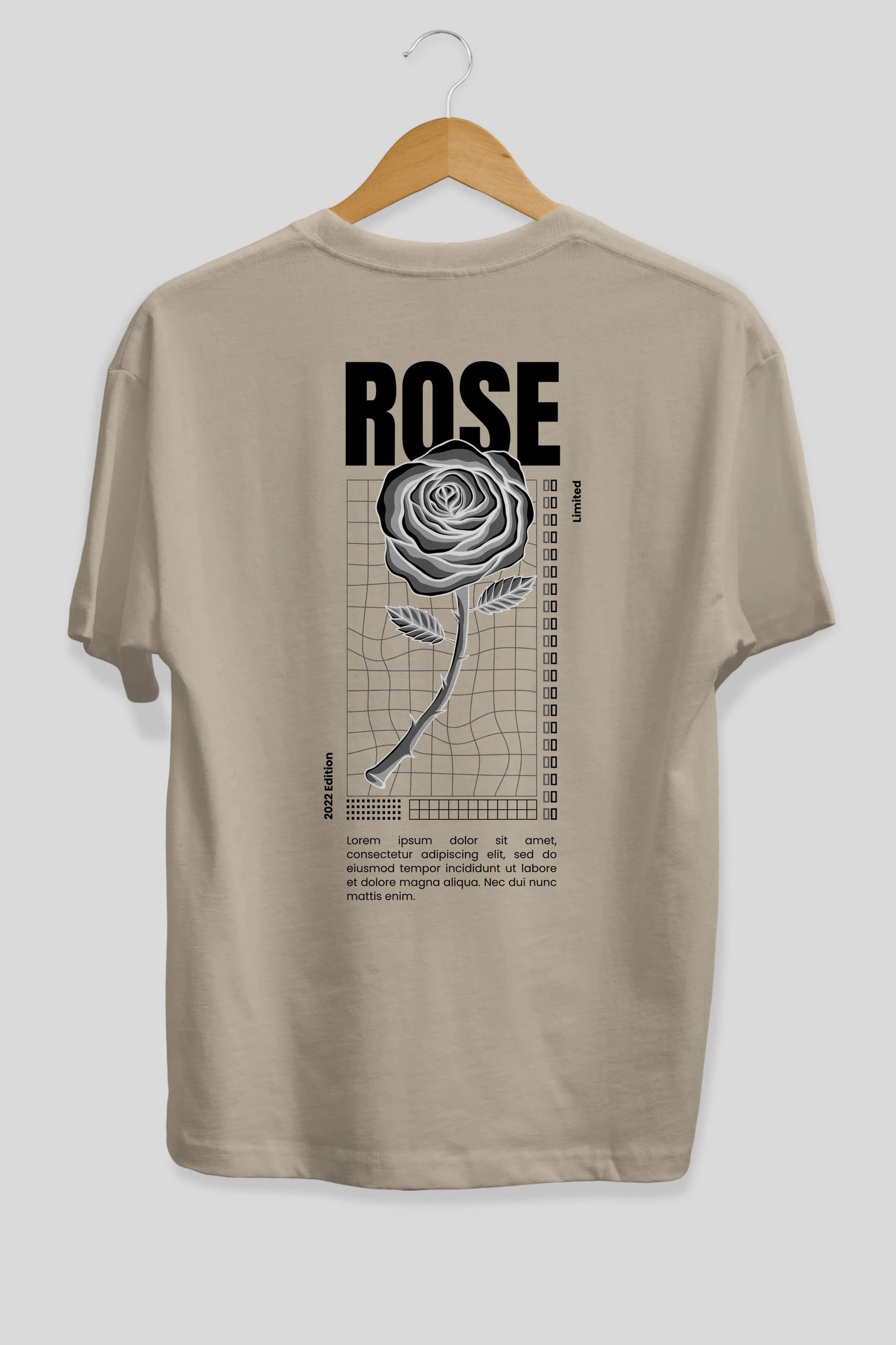 Rose Streetwear Arka Baskılı Oversize t-shirt Erkek Kadın Unisex